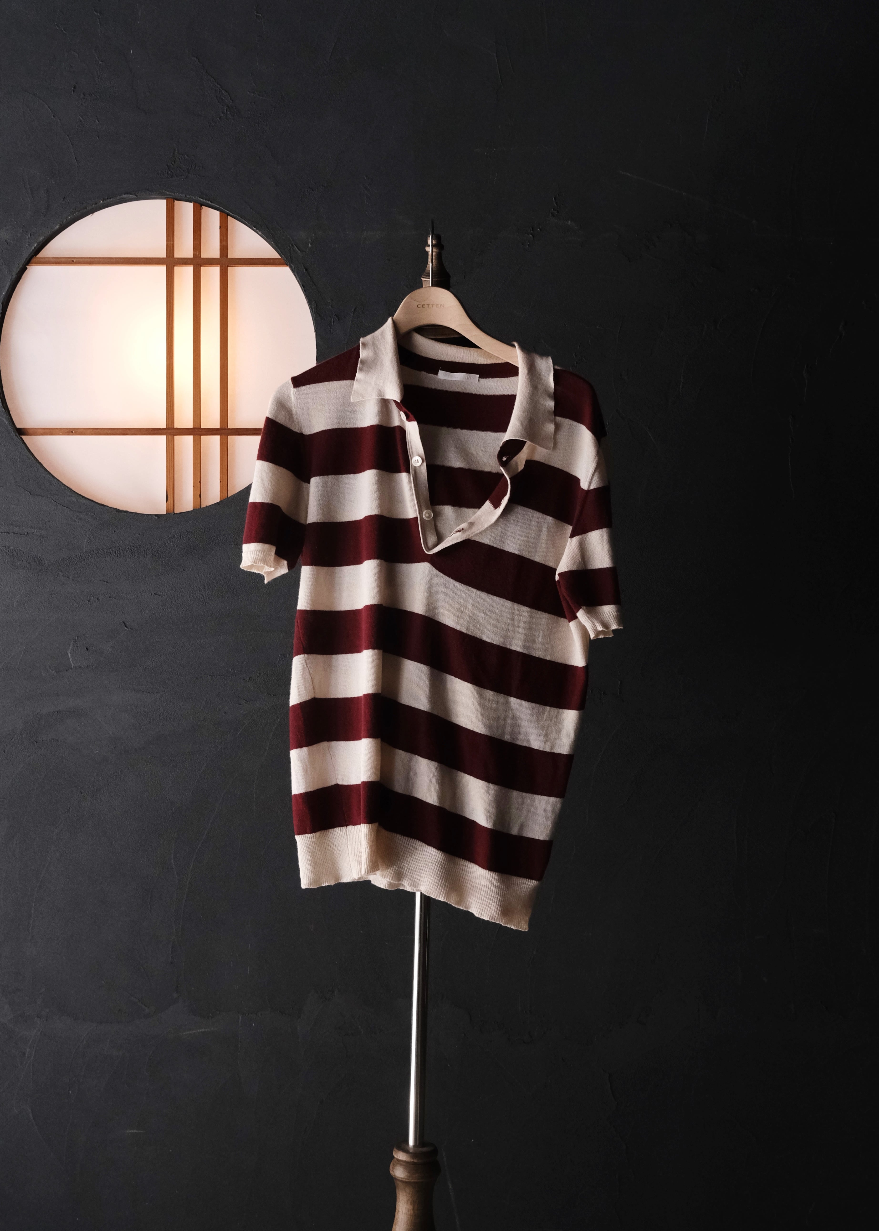 HELMUT LANG 98SS short sleeves border polo knit top