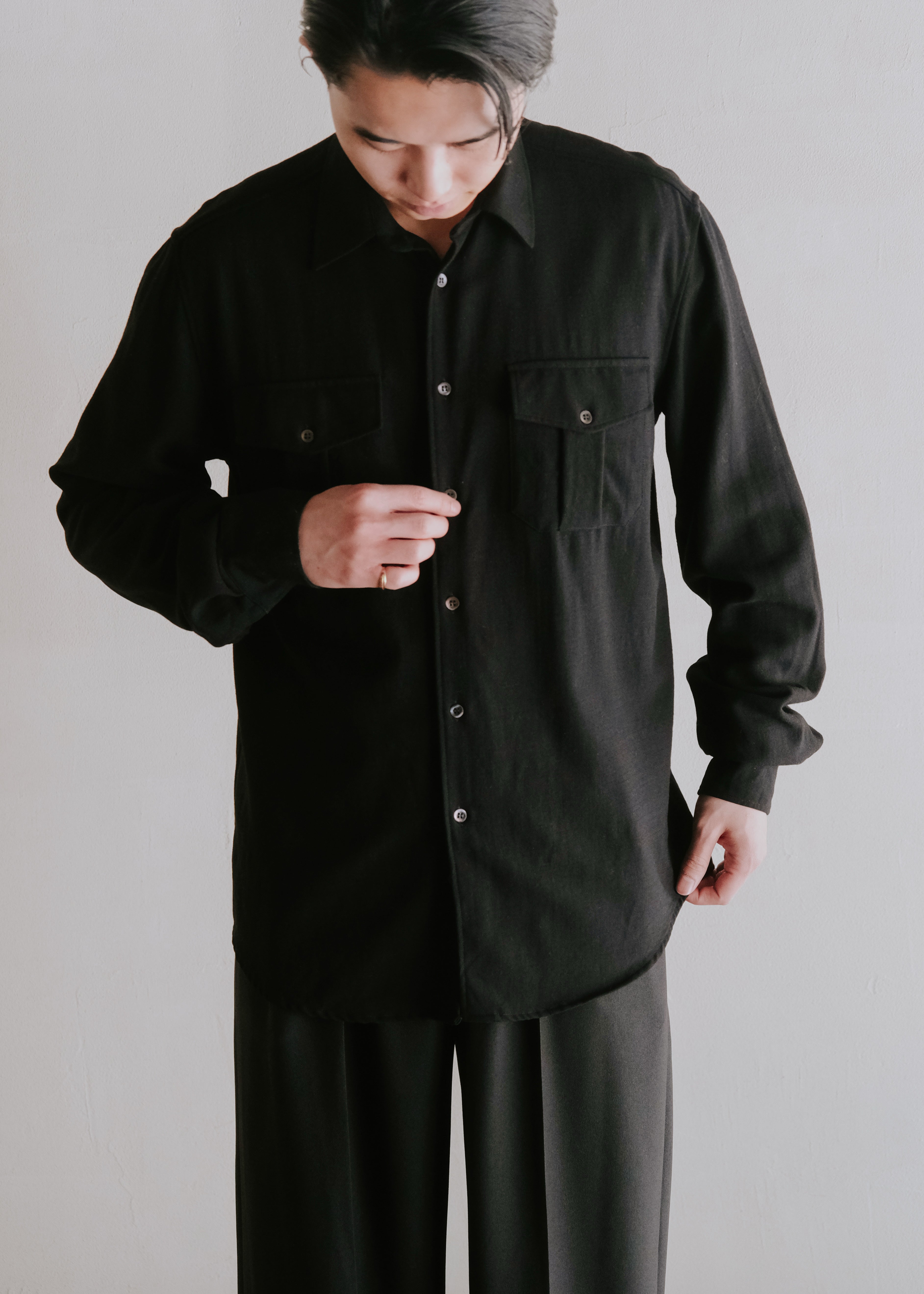 DRIES VAN NOTEN ドリスヴァンノッテン 00年代 ウール レギュラーカラーシャツ 長袖 アーカイブ ヴィンテージ メンズ