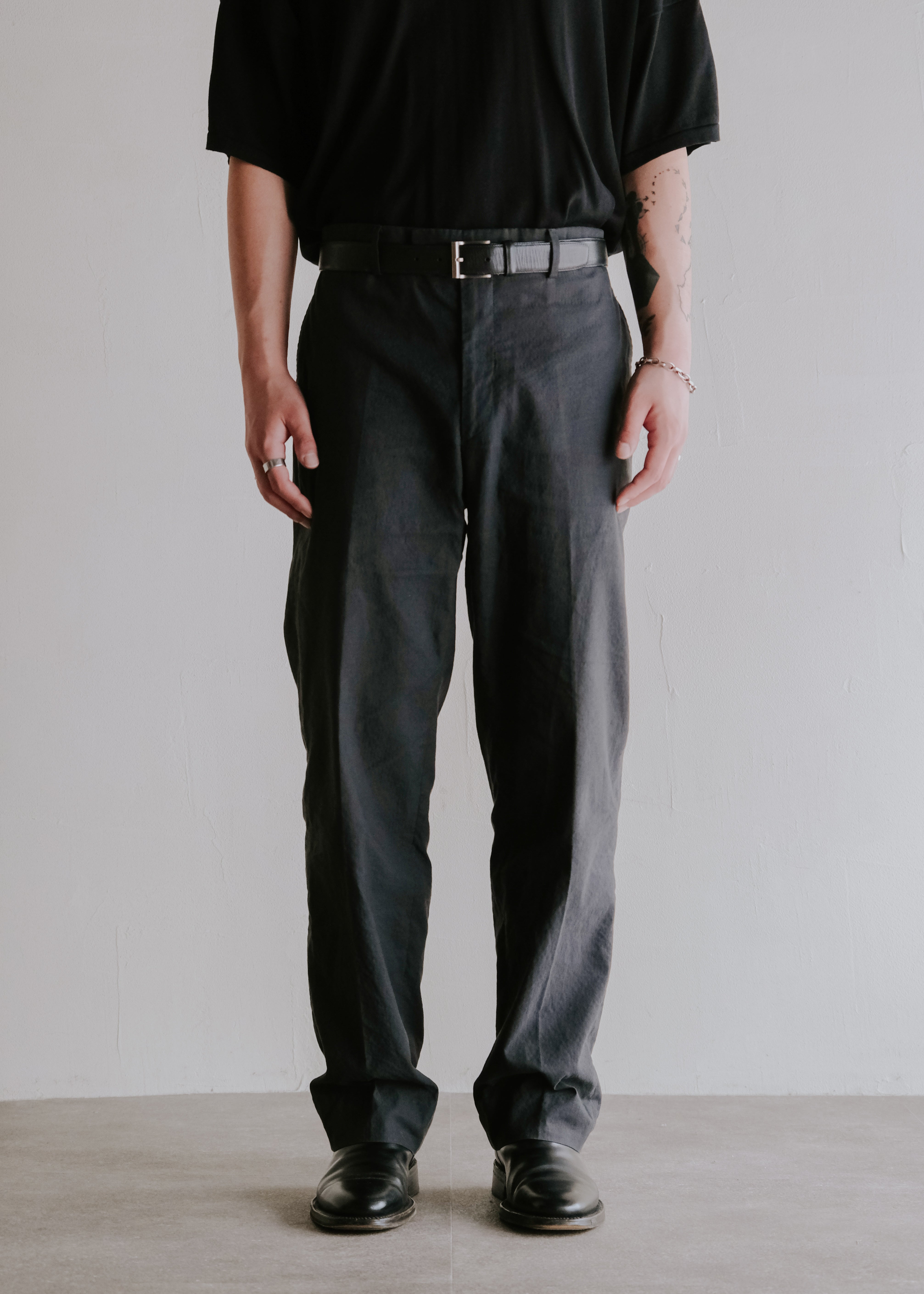 00's HERMÈS cotton linen tapered trousers