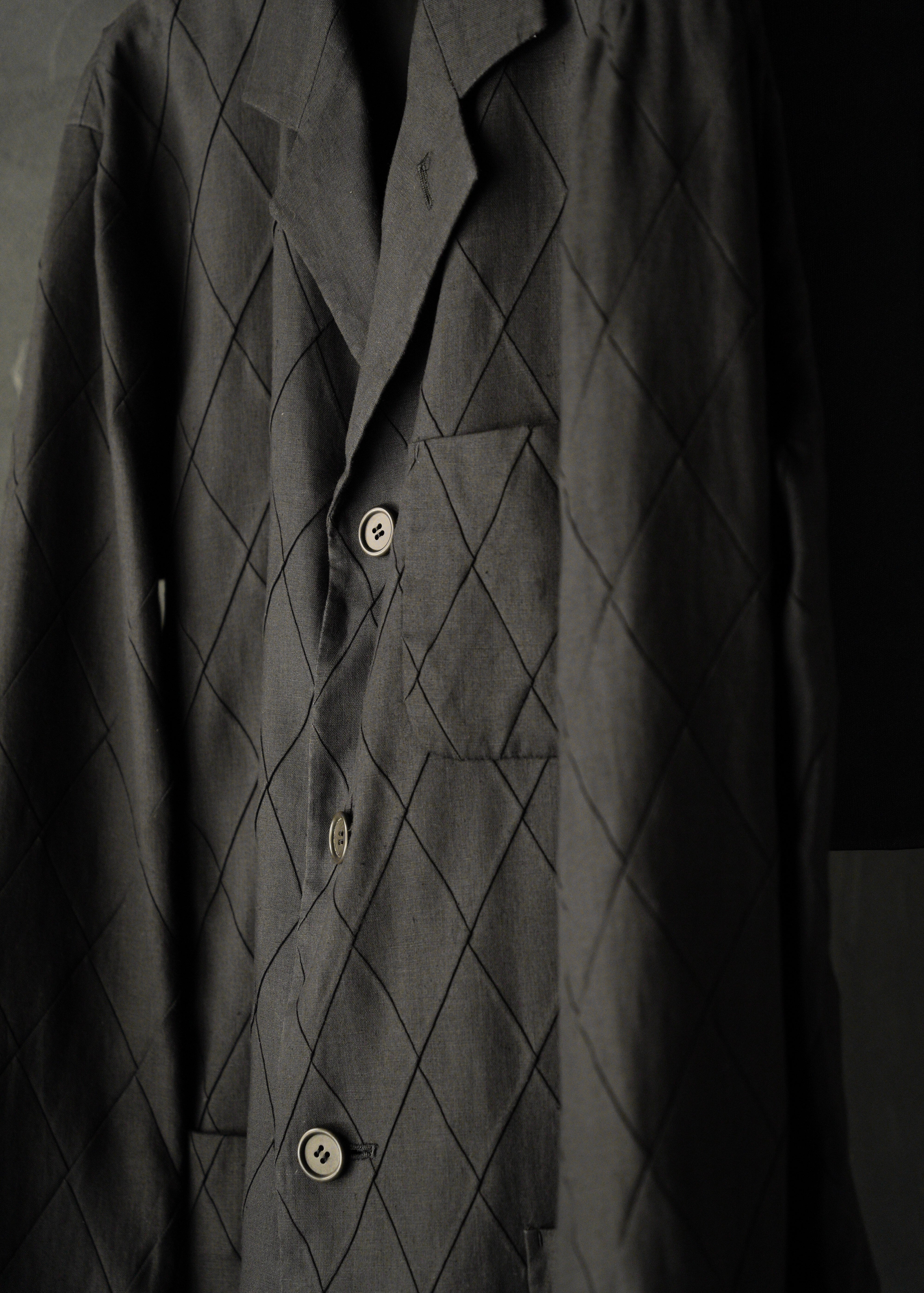 ISSEY MIYAKE MEN 02SS diamond stitch 3 b linen tailored jacket