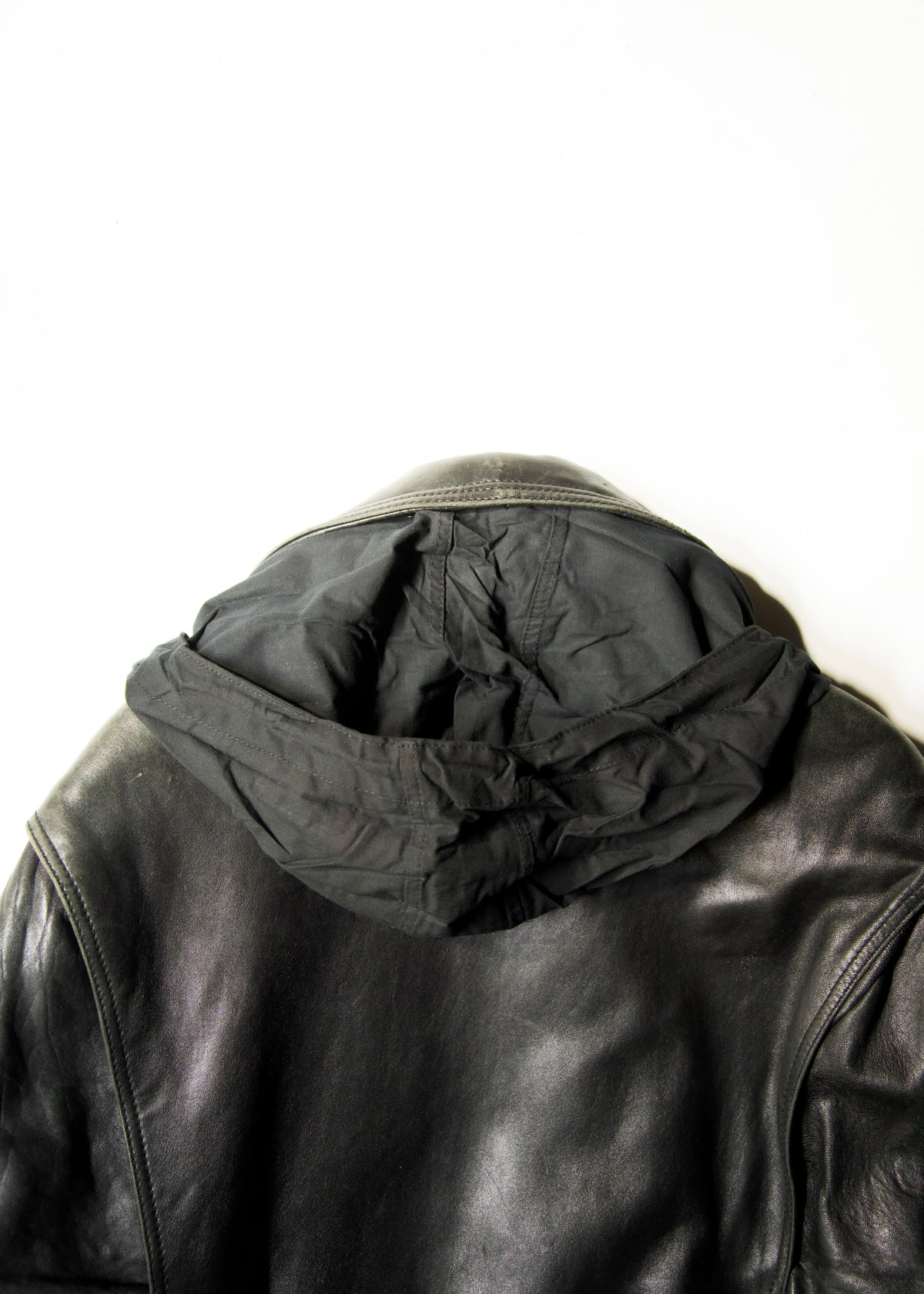 80-90's RUFFO fly front hooded leather blouson