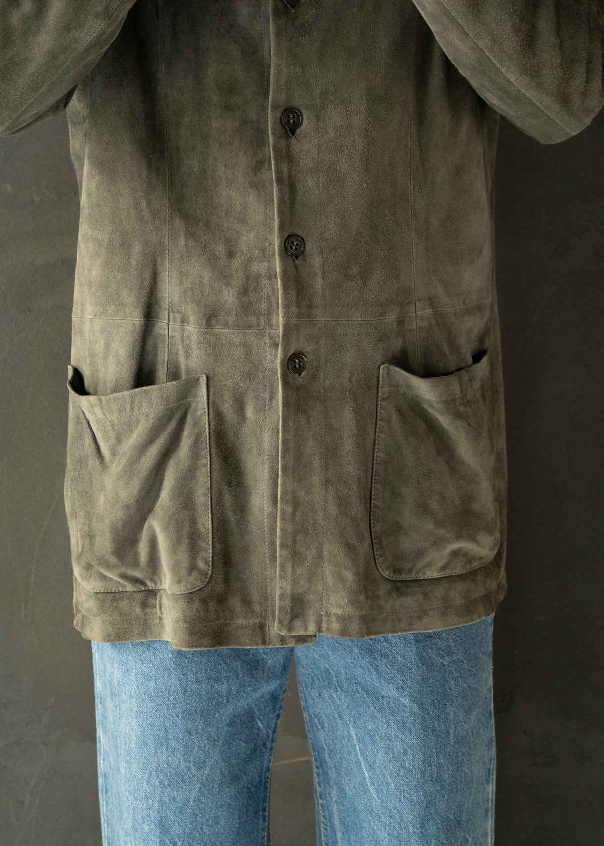 1998SS EMPORIO ARMANI band collar suede leather jacket