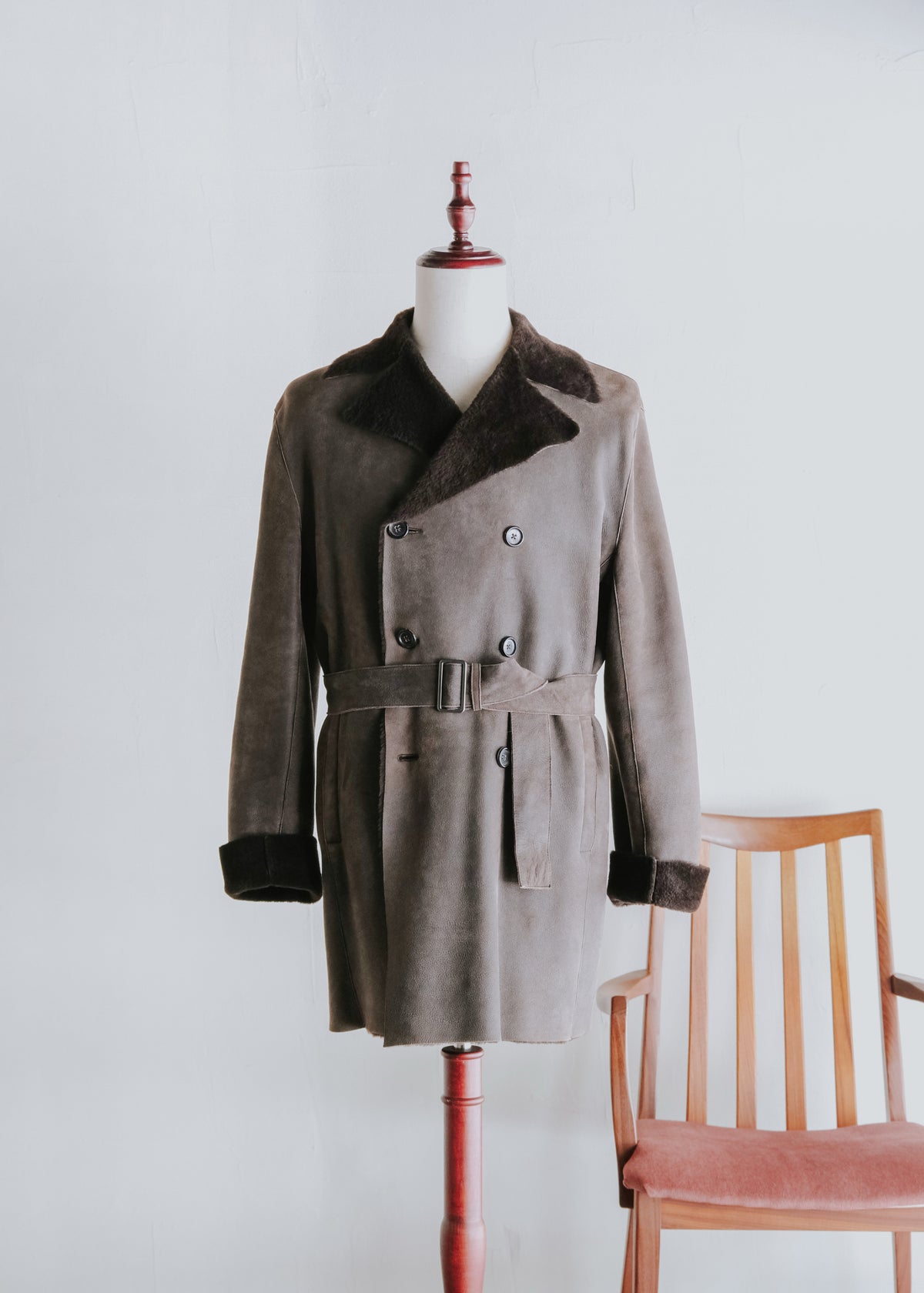00's JIL SANDER shearling leather double-breasted half coat