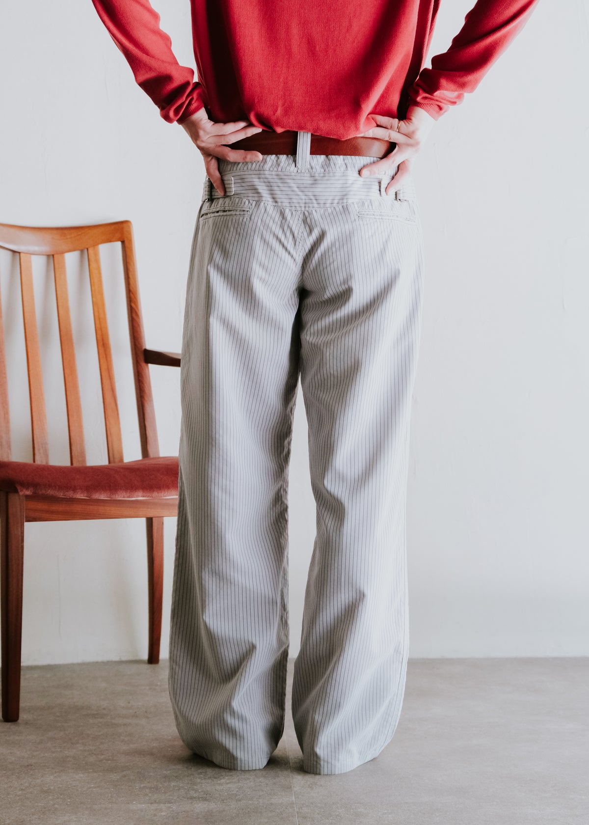 00's EMPORIO ARMANI striped wide buggy modal trousers