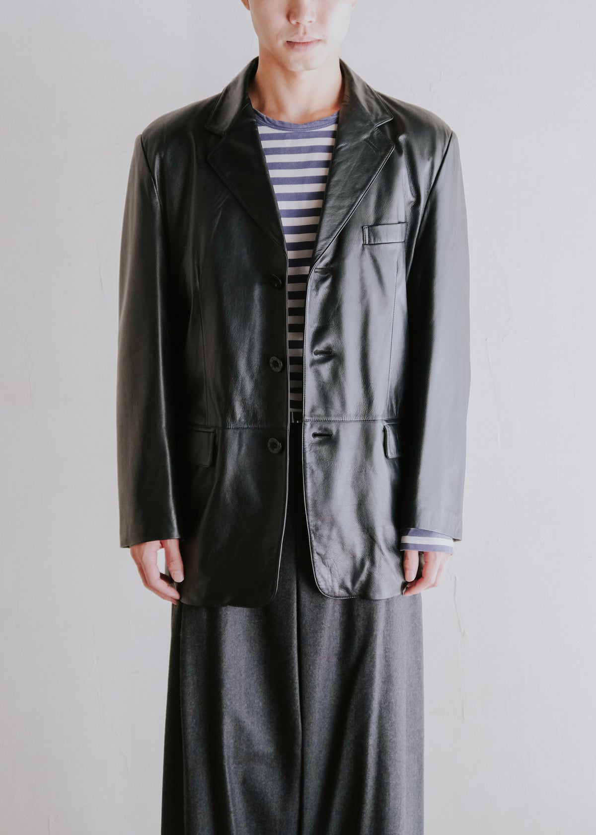 BALMAIN PARIS lamb leather 3B tailored jacket