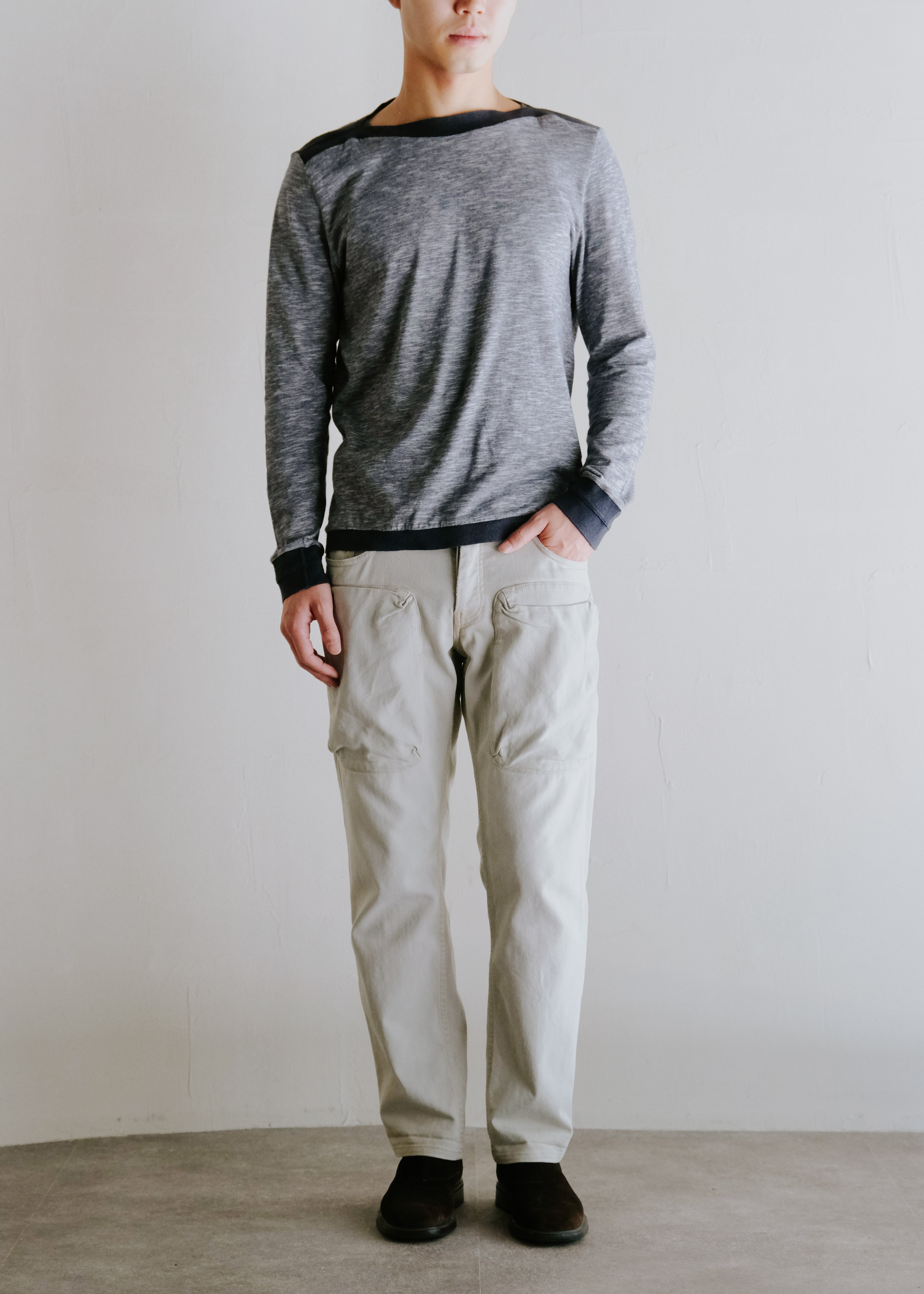 Maison Martin Margiela 11SS boat neck cotton bi-color knit
