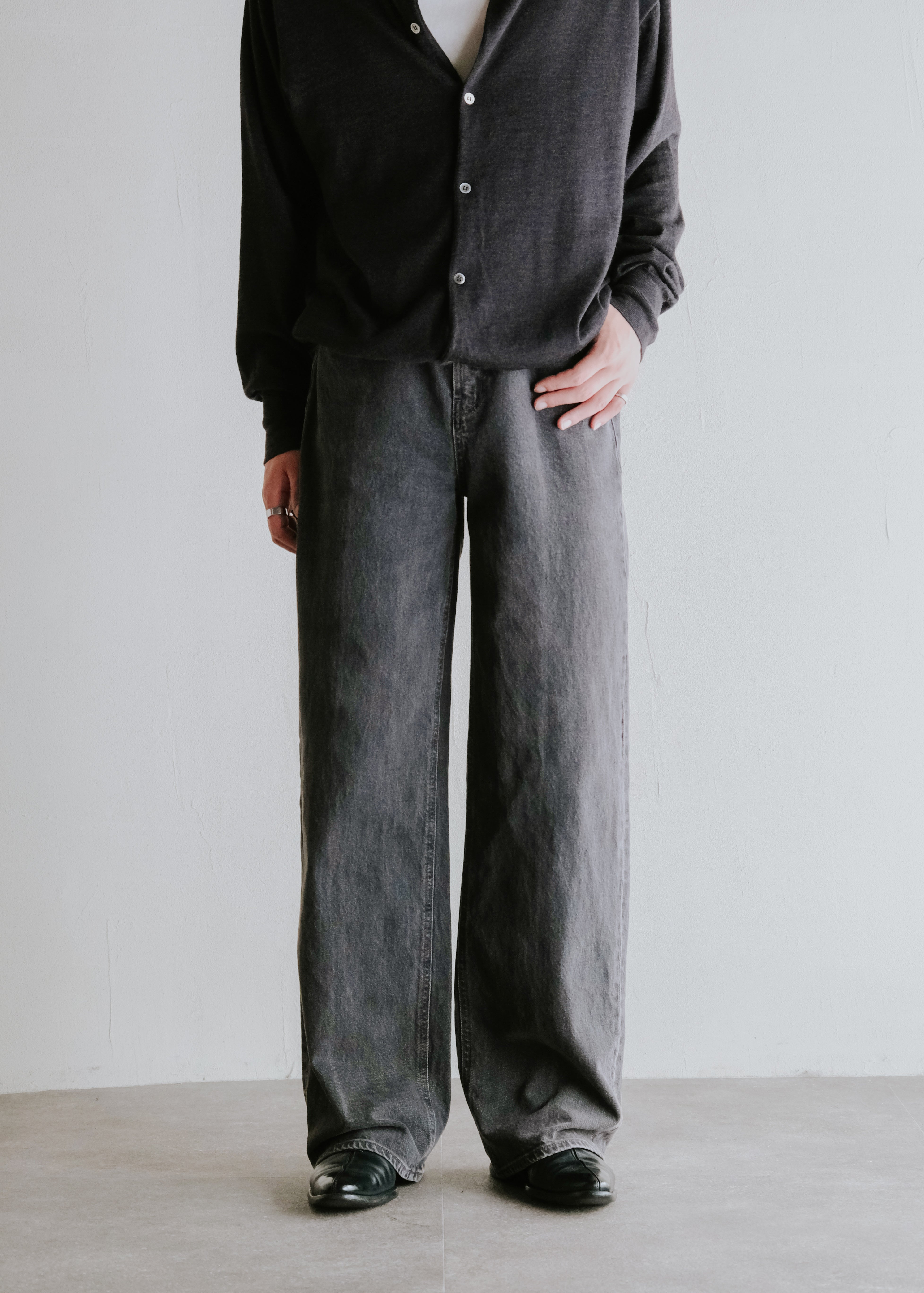 old navy wide leg denim trousers