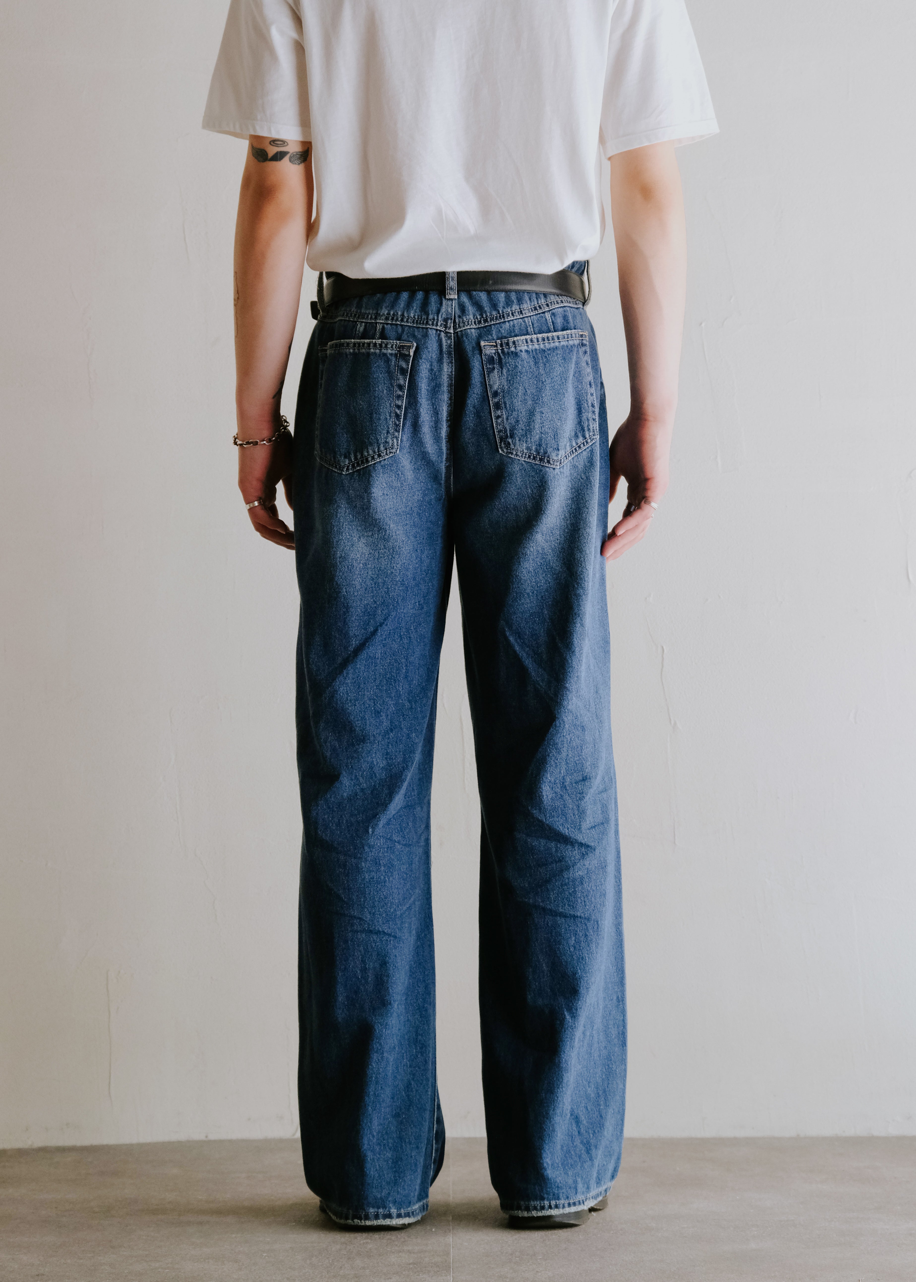 wide straight denim trousers