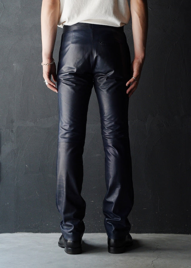 RUFFO RESEARCH 01SS piping straight leather trousers by Sophia Kokosalaki