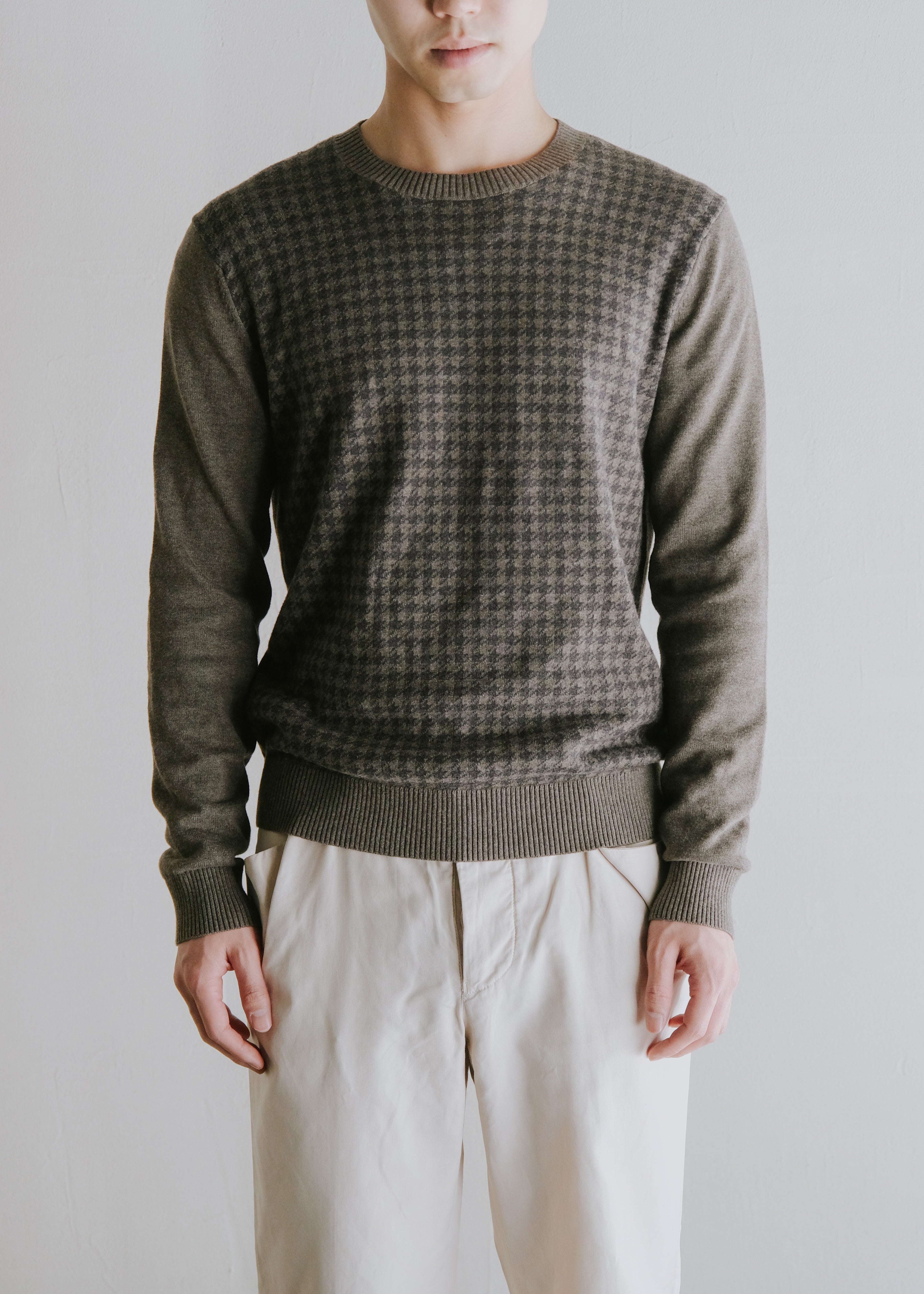 BANANA REPUBLIC jacquard pattern cotton crew neck knit