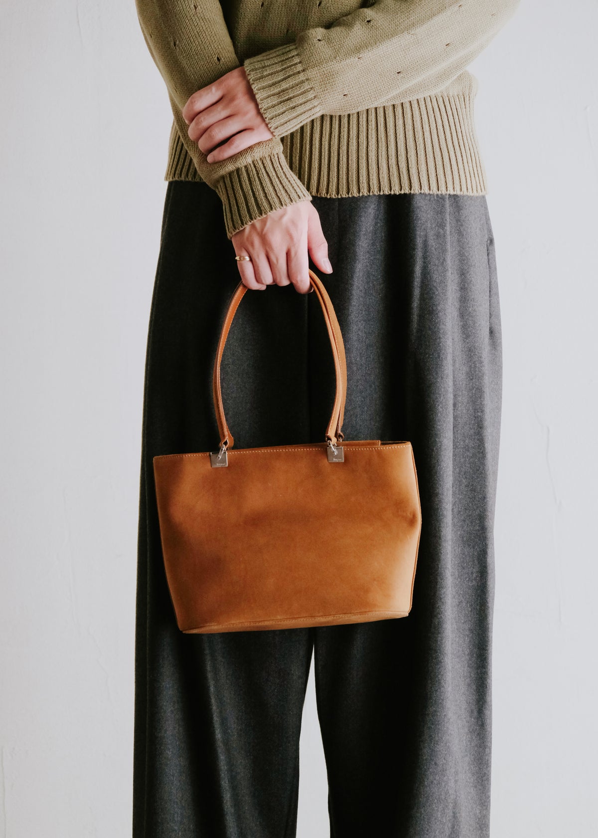Salvatore Ferragamo suede leather hand bag