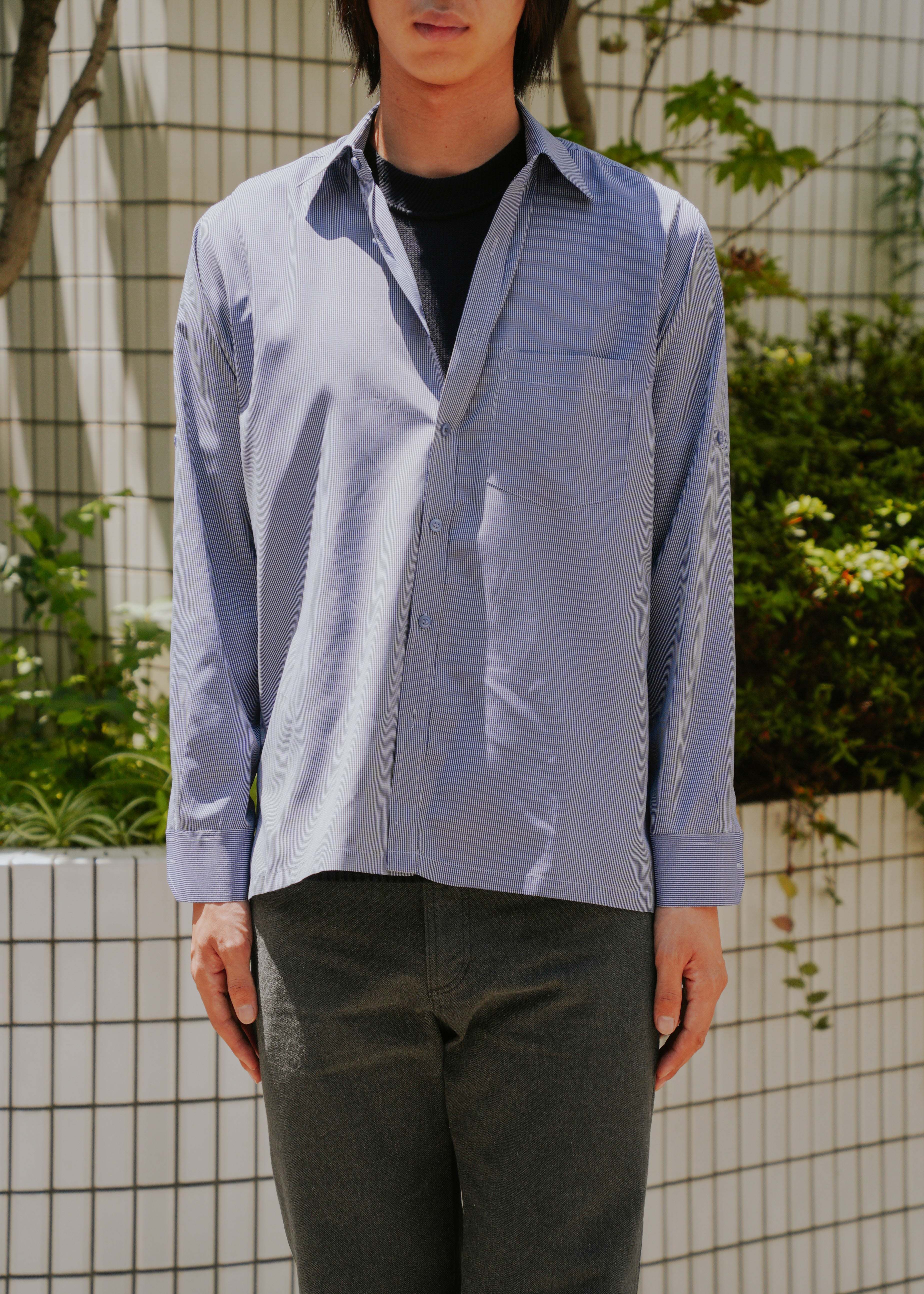 00's- MADAAN regular collar check box shirt