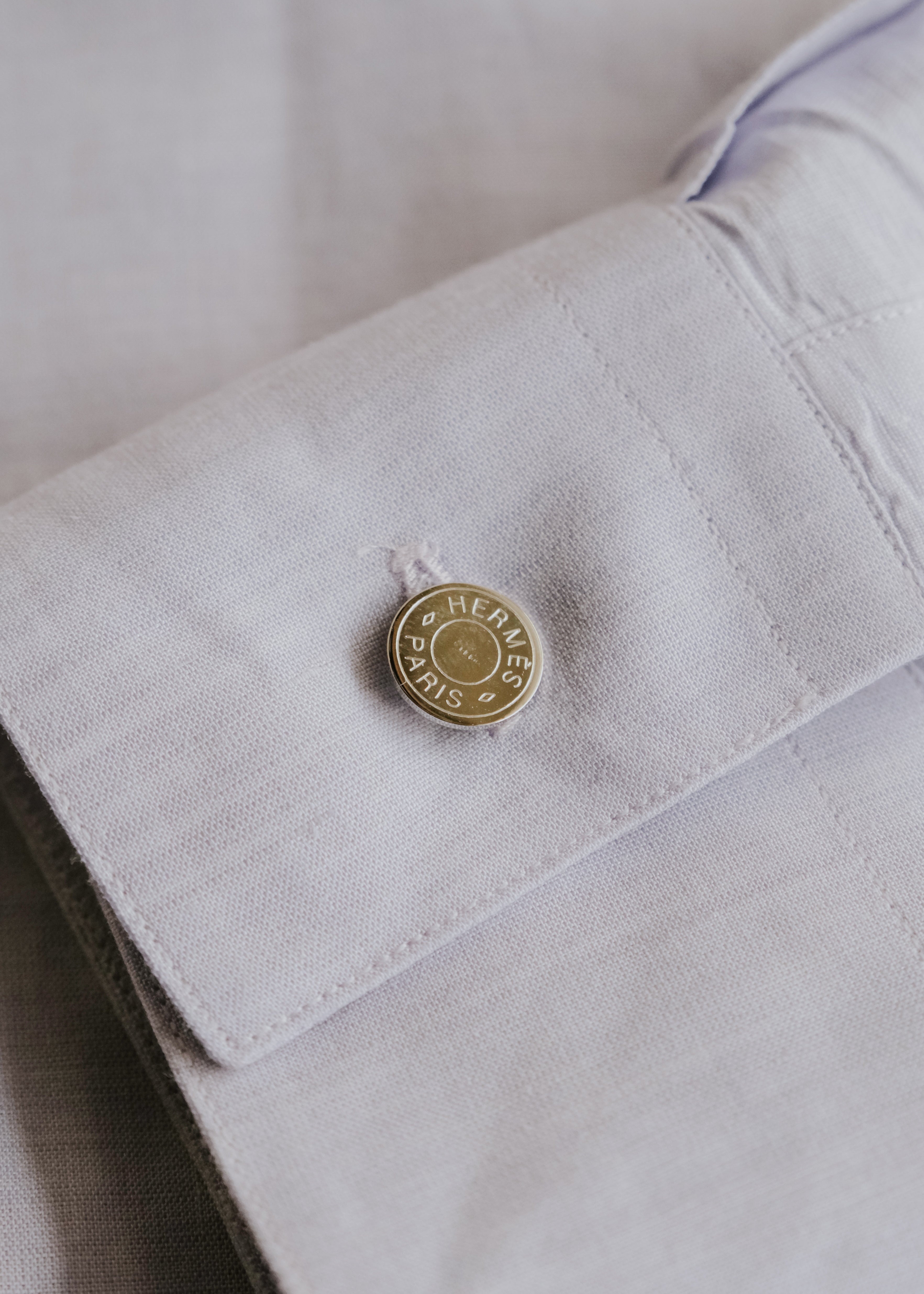 00's HERMÈS linen cotton regular collar shirt