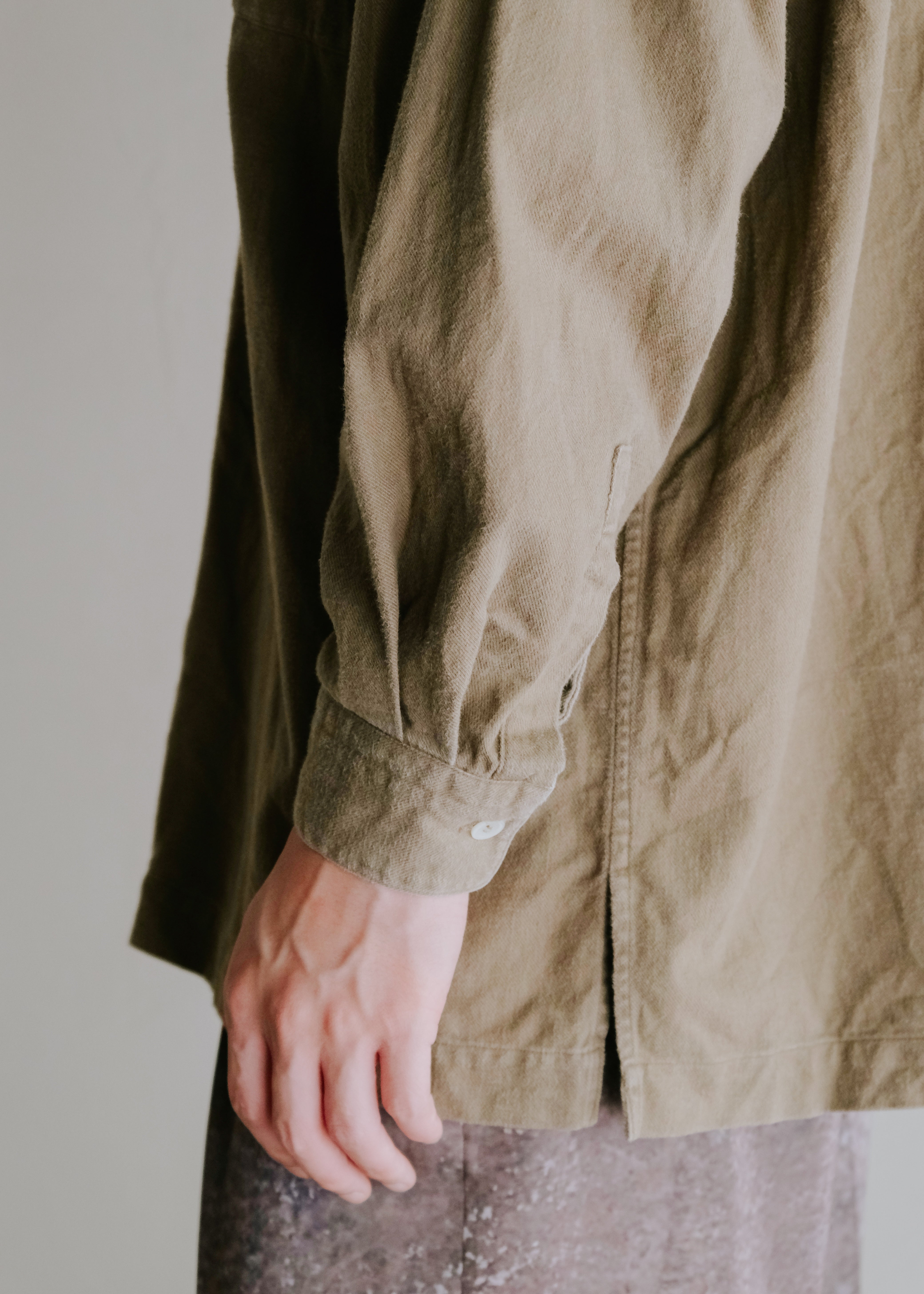 80-90's ISSEY MIYAKE im MIYAKE DESIGH STUDIO brushed cotton band collar shirt