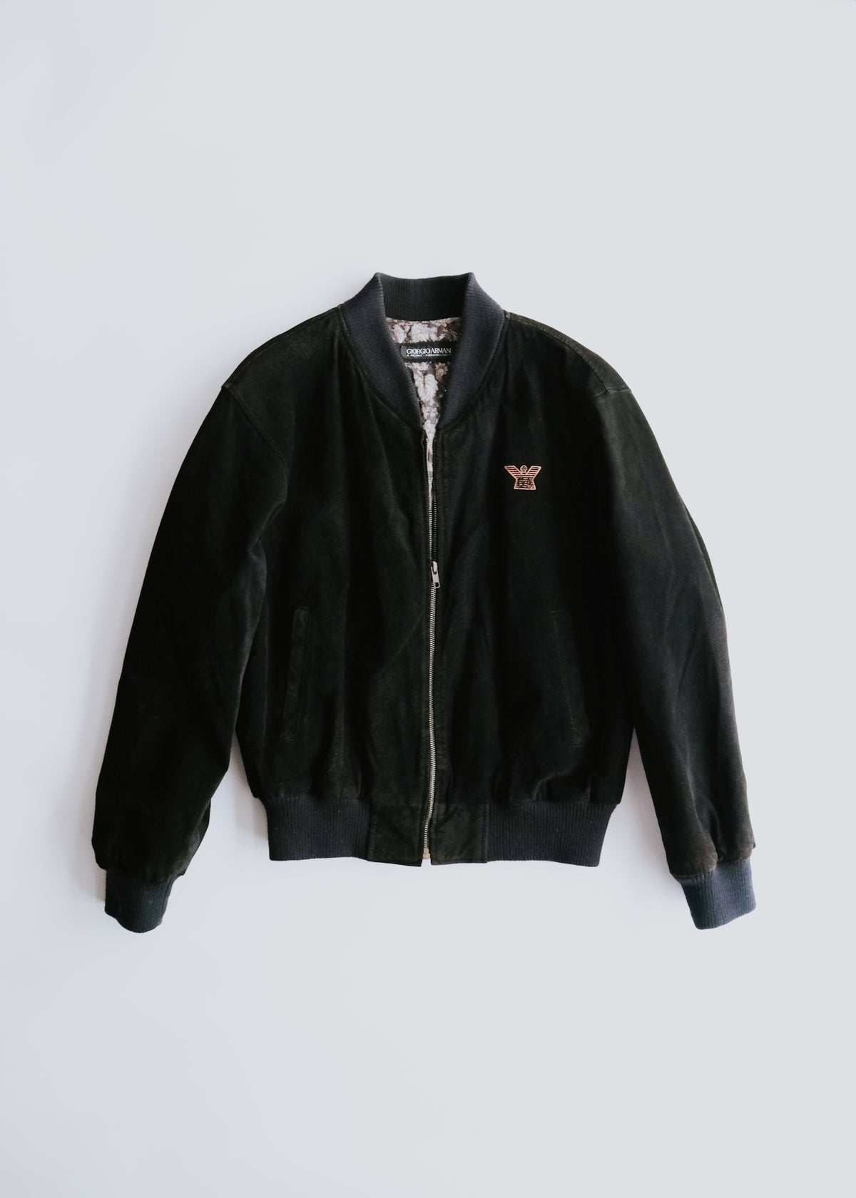 80's GIORGIRO ARMANI nubuck leather bomber jacket