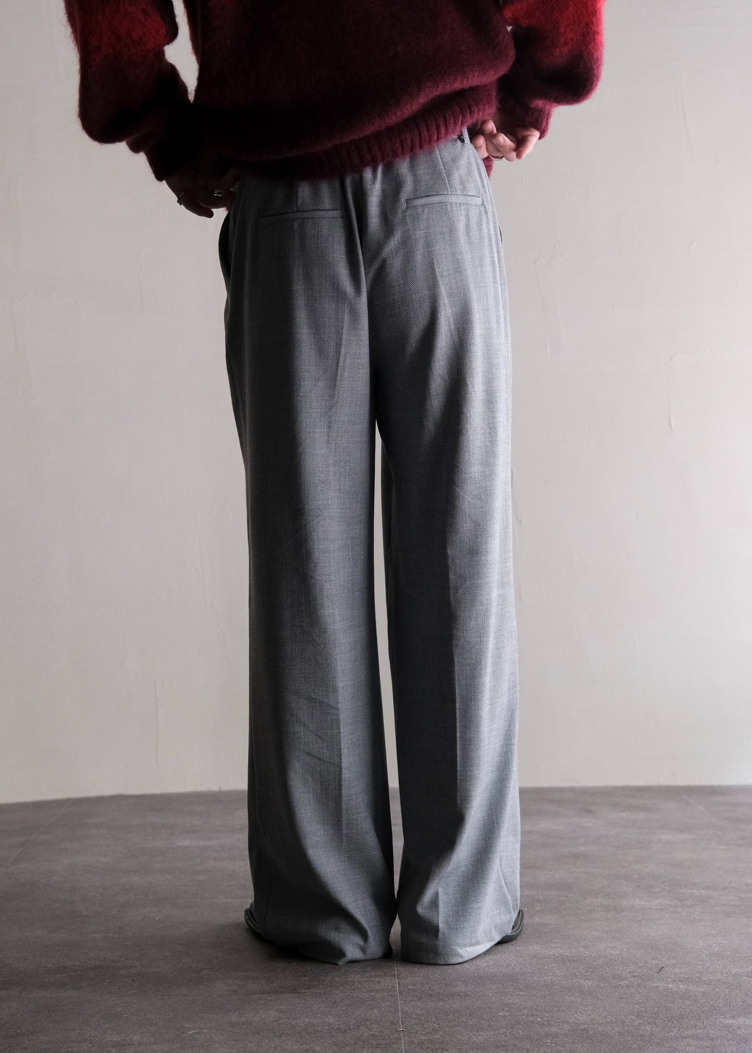 tucked smooth wide straight slacks