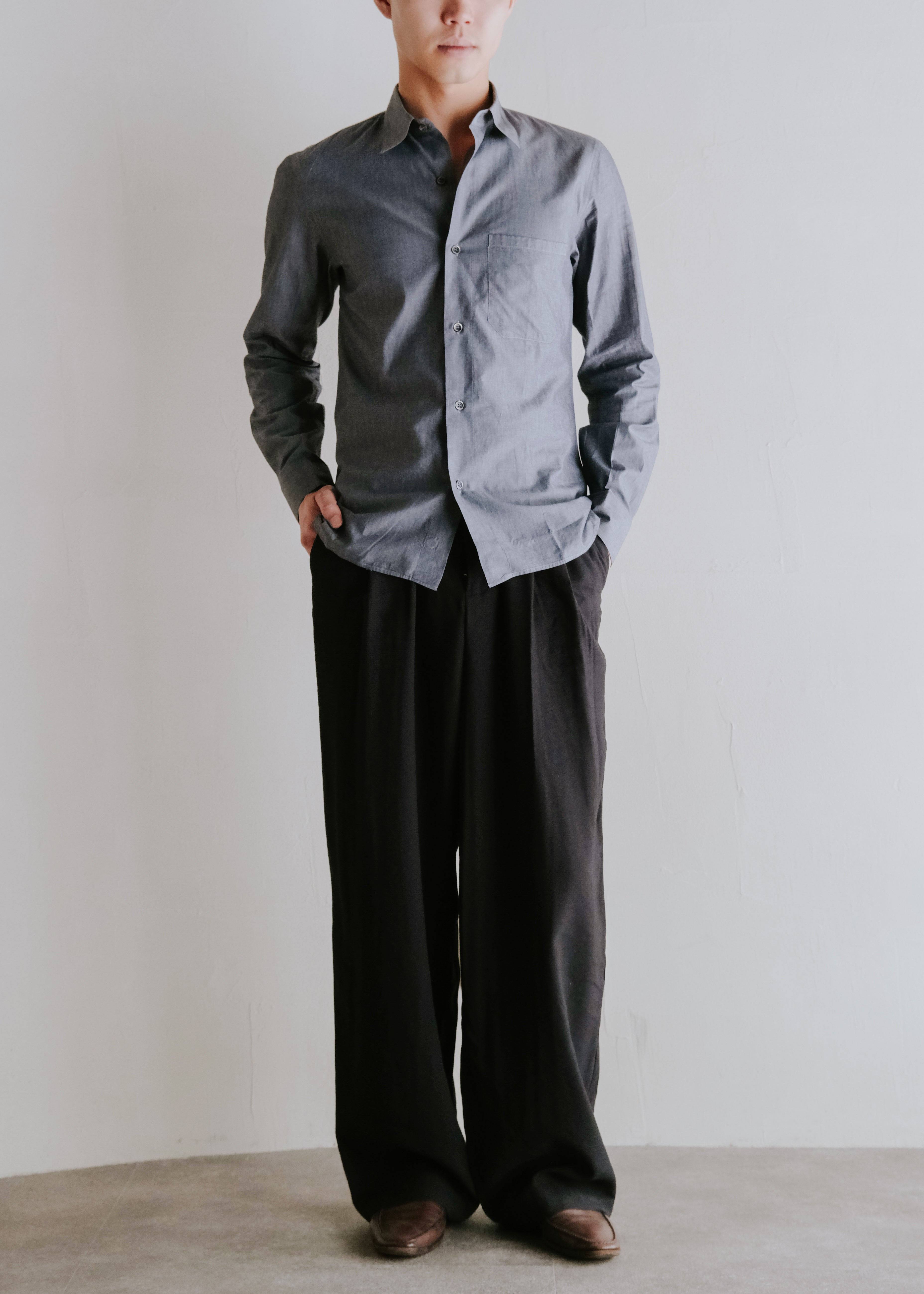 two tucked rayon slacks