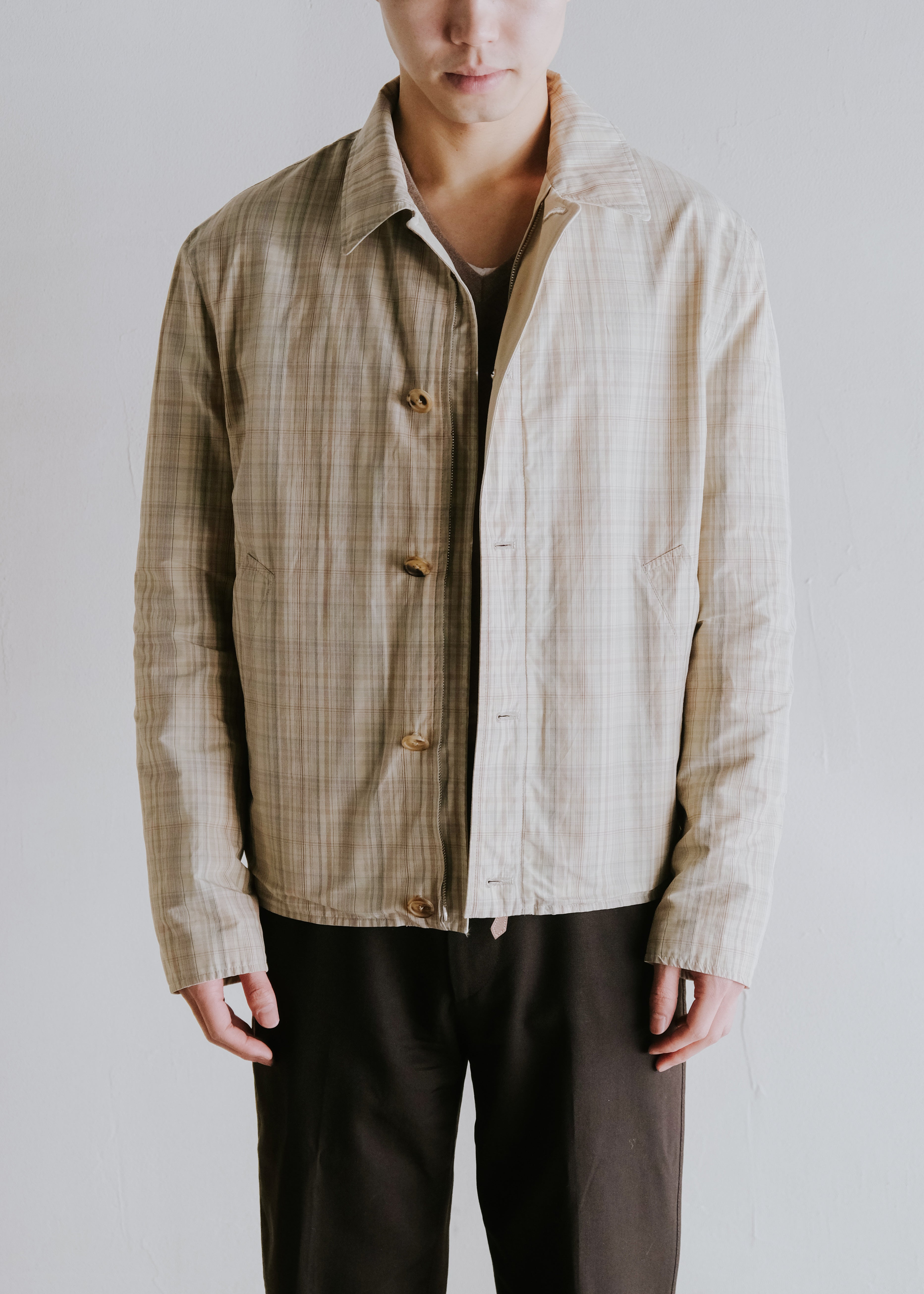 00's- HERMÈS fly front reversible drizzle type jacket