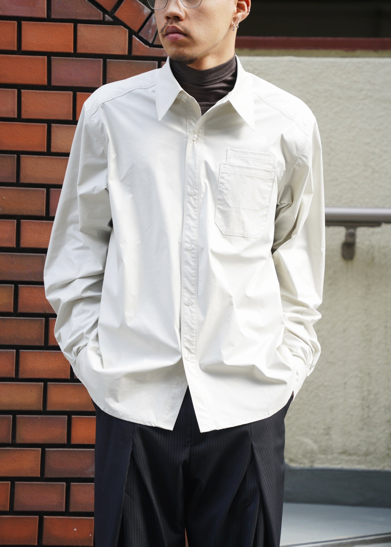 D.Nart.Ampta 25AW stitched double patch pocket shirt
