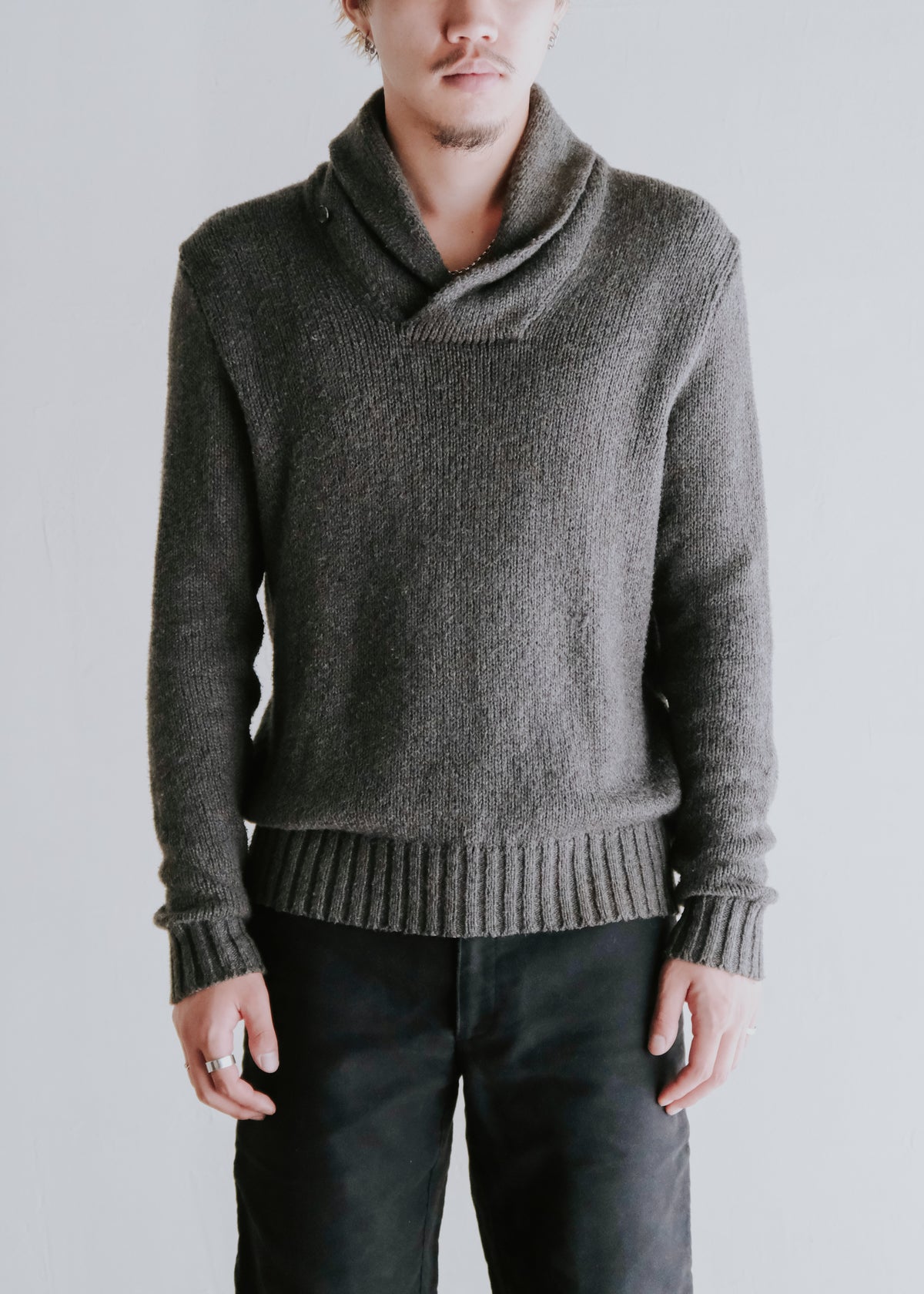 90-00's Polo by Ralph Lauren shawl collar cotton linen knit