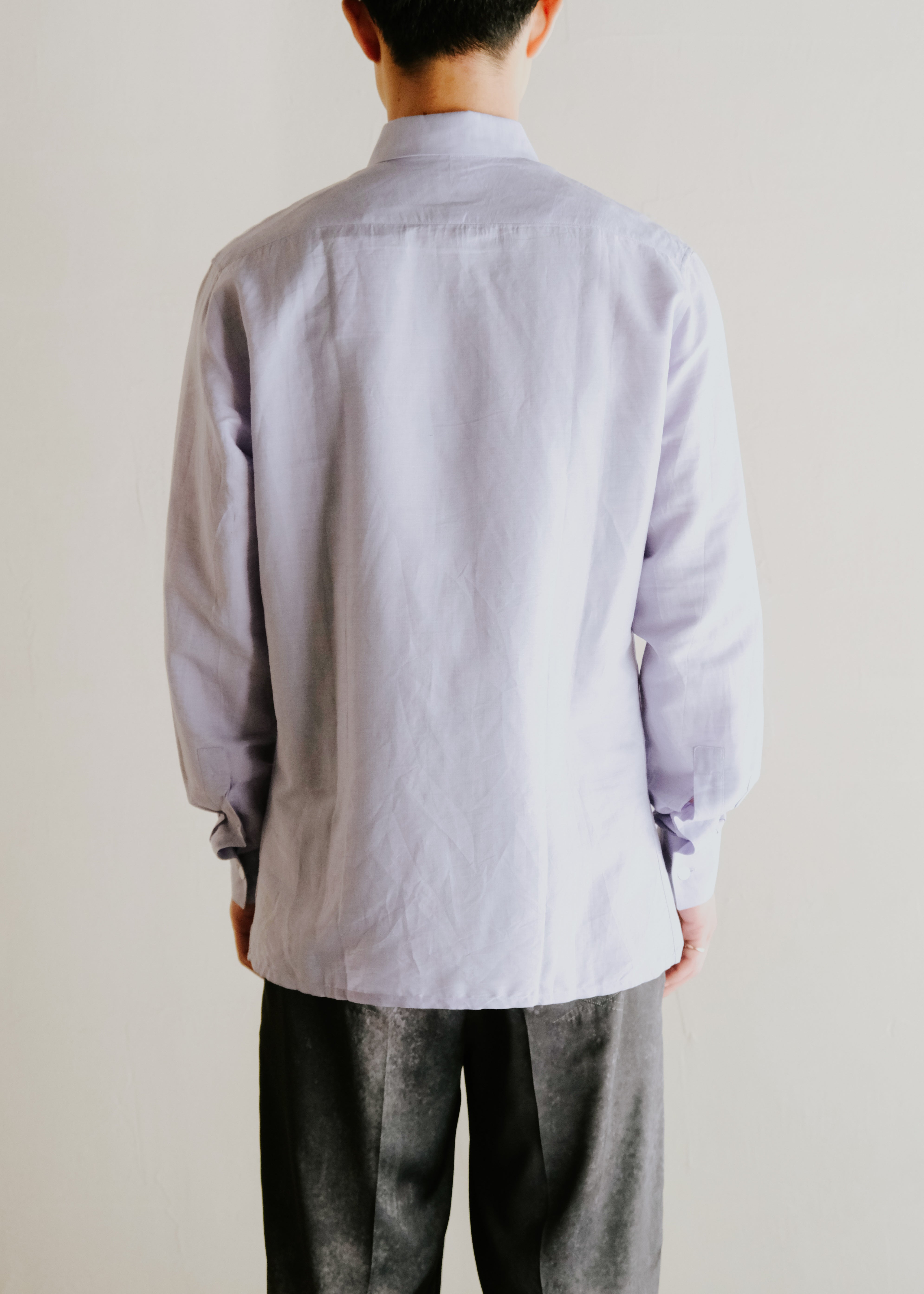 00's HERMÈS linen cotton regular collar shirt