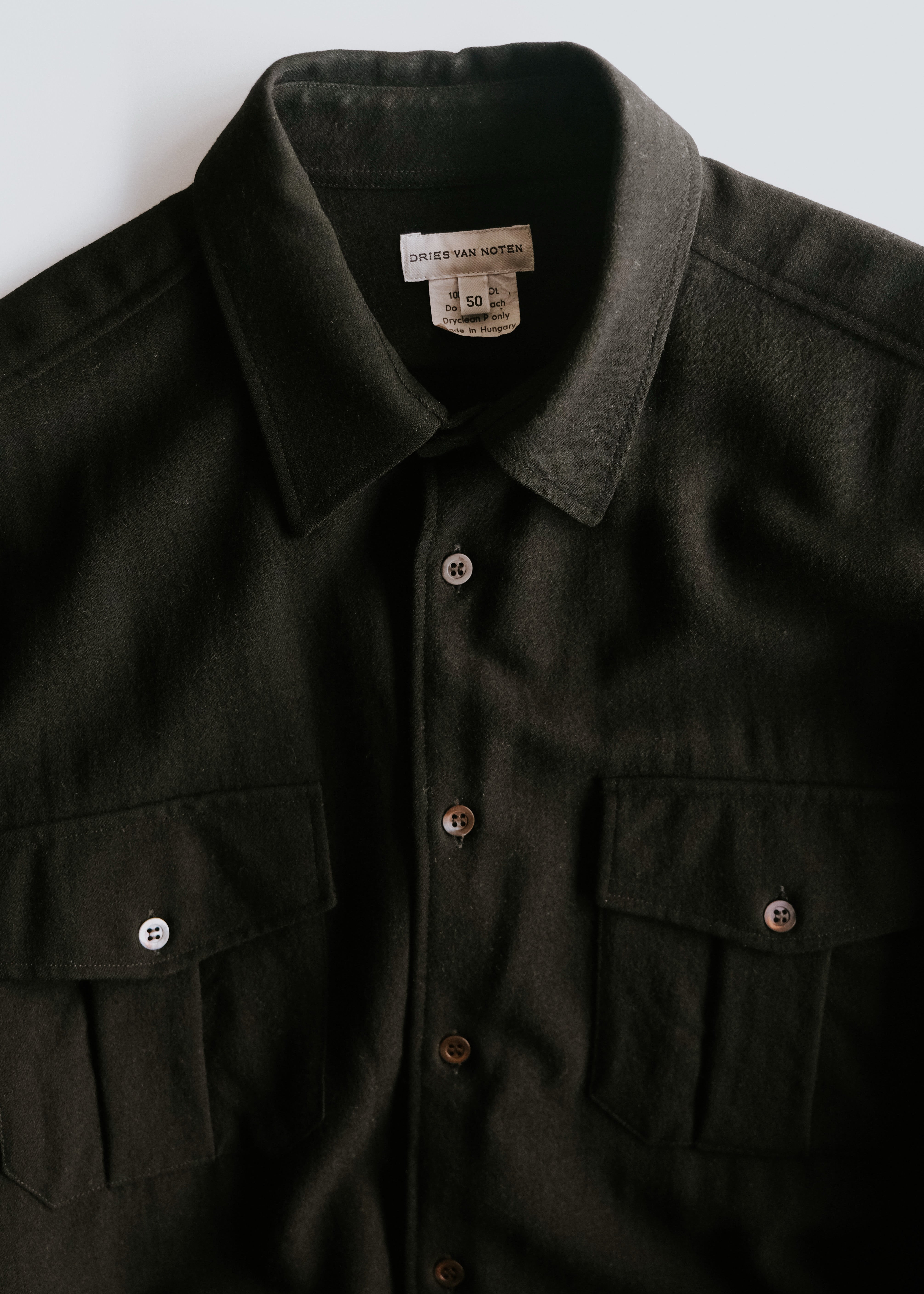 DRIES VAN NOTEN ドリスヴァンノッテン 00年代 ウール レギュラーカラーシャツ 長袖 アーカイブ ヴィンテージ メンズ