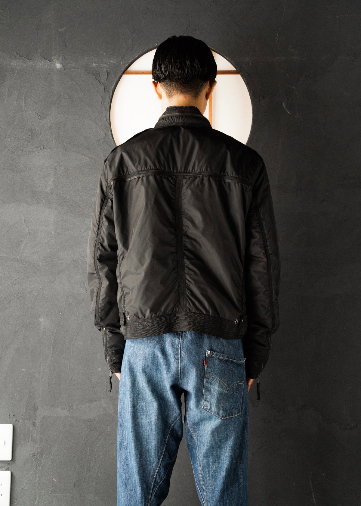 00’s EMPORIO ARMANI double zip up multi pocket nylon jacket
