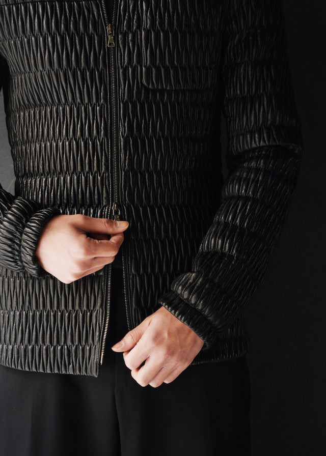 PRADA 06AW double zip pleats leather jacket