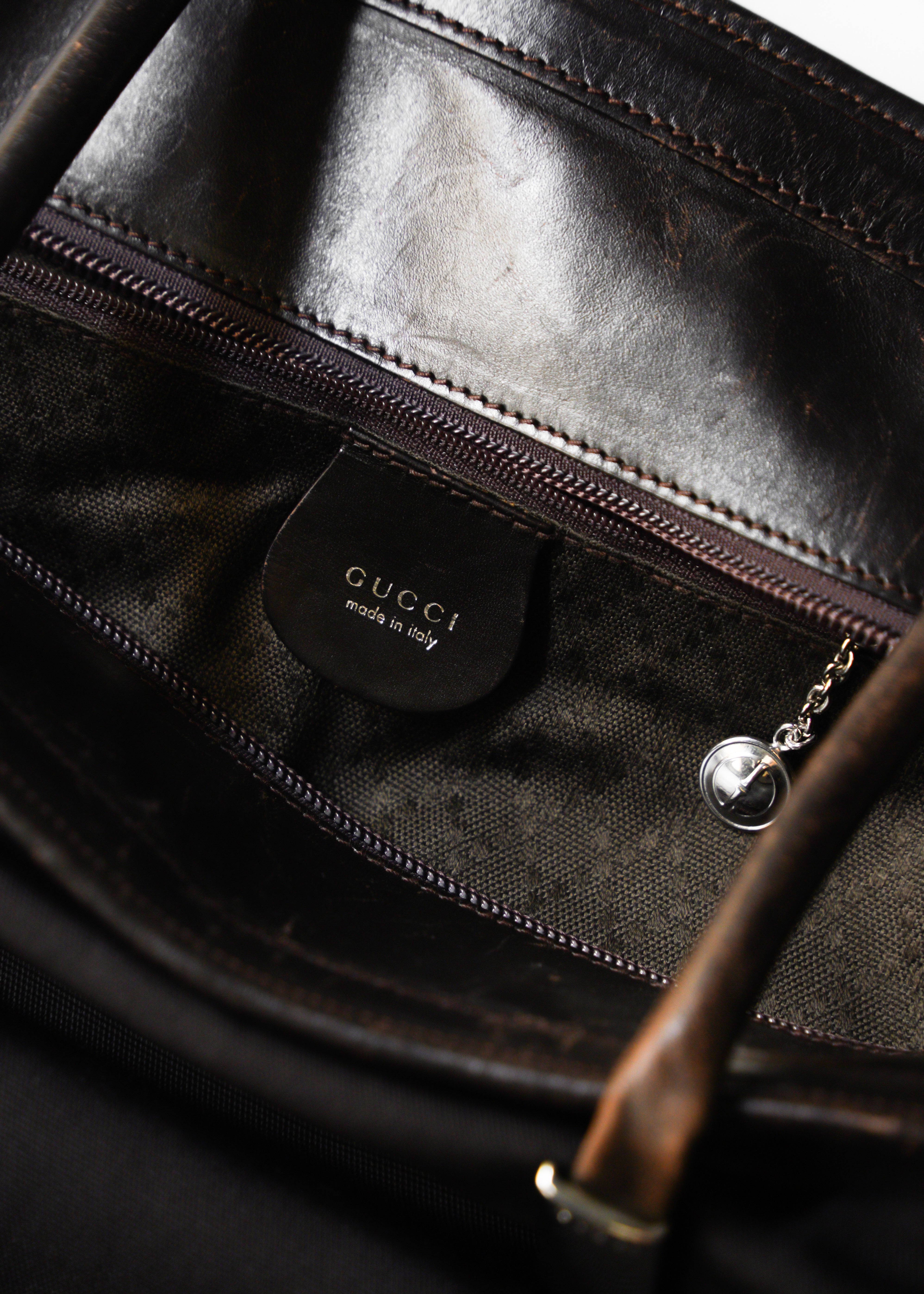 90-00’s GUCCI leather handle nylon boston bag