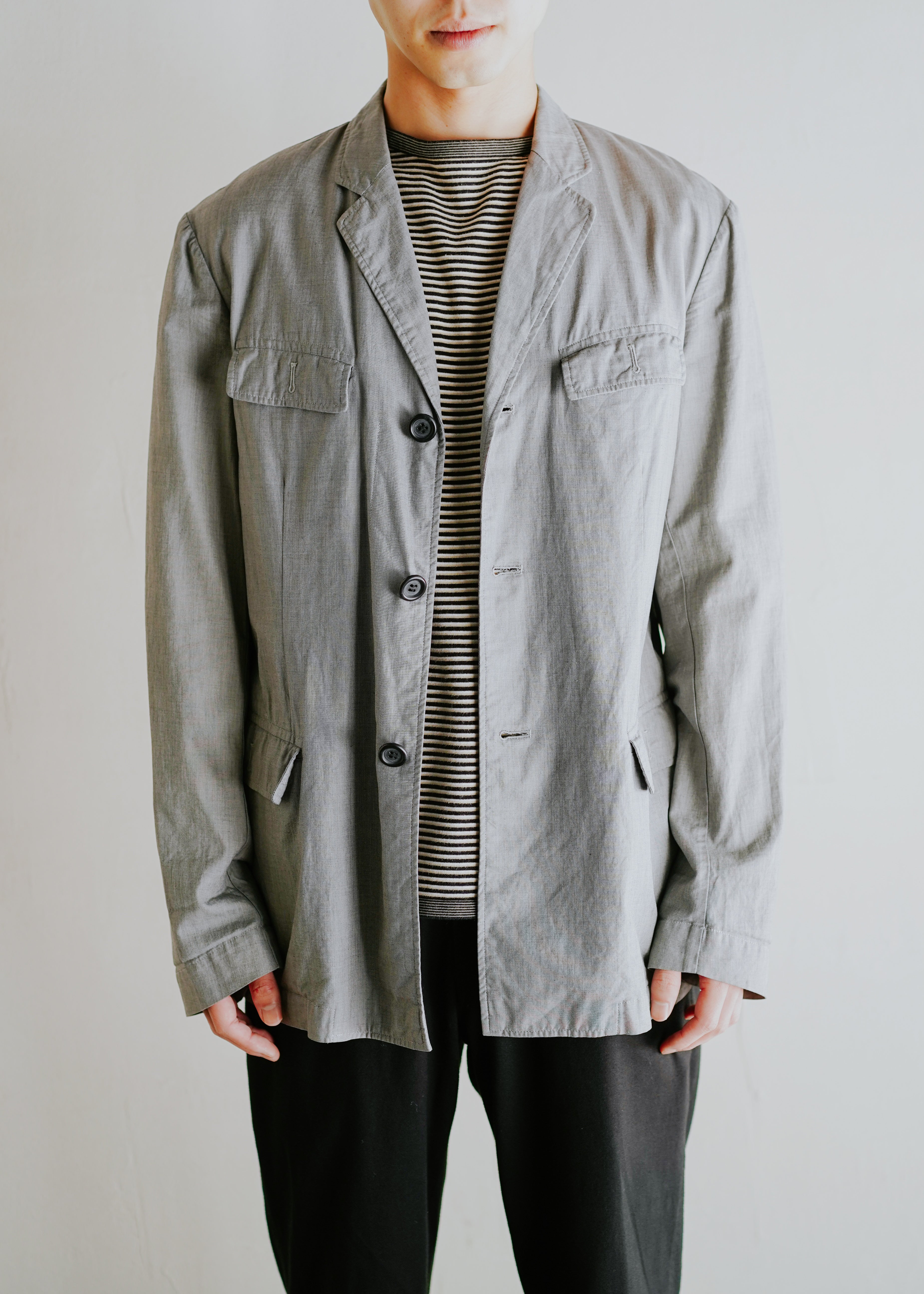 DRIES VAN NOTEN 98SS cotton 3 button fake flap buttonhole tailored jacket