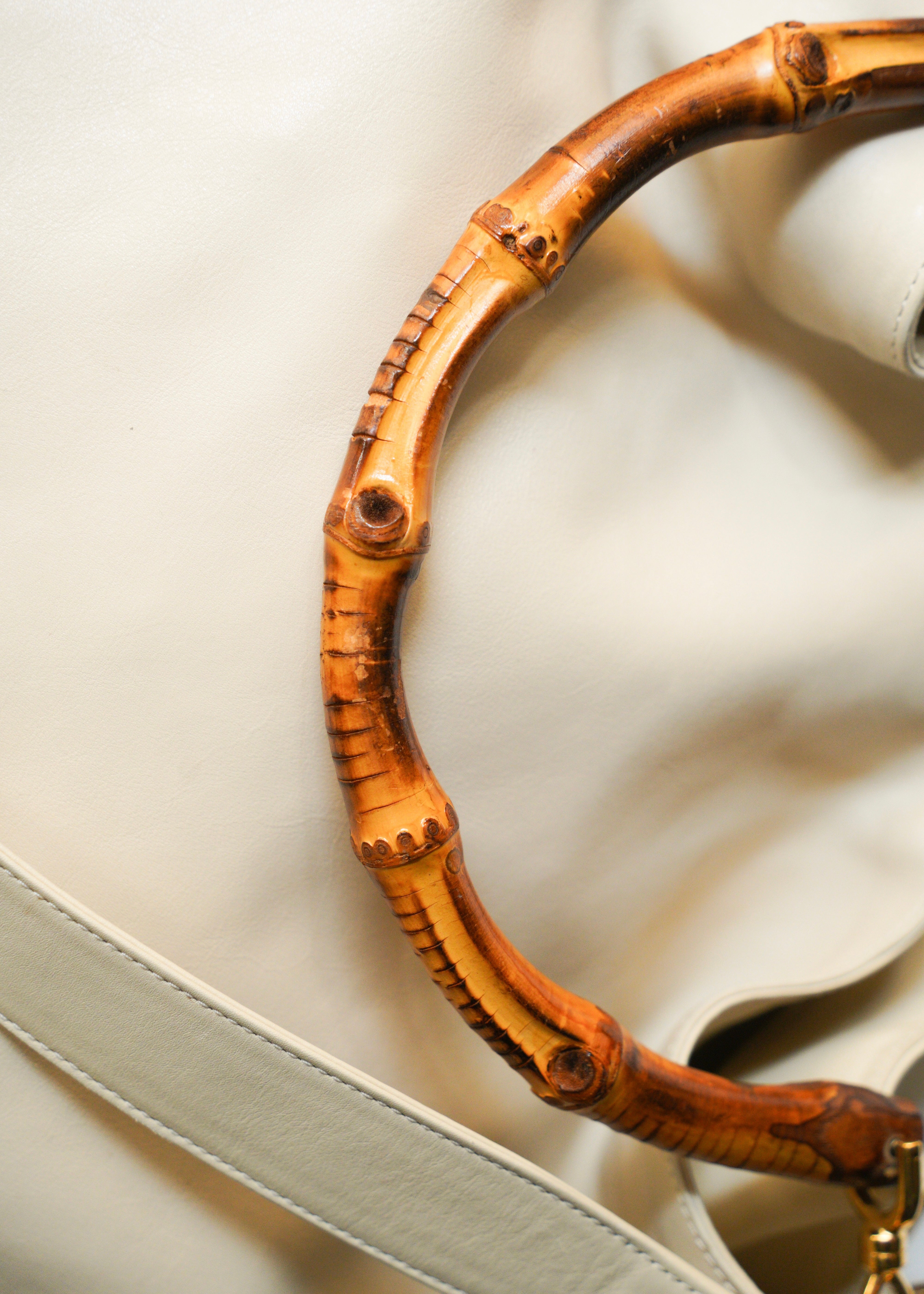 GUCCI bamboo handle 2 way leather shoulder bag