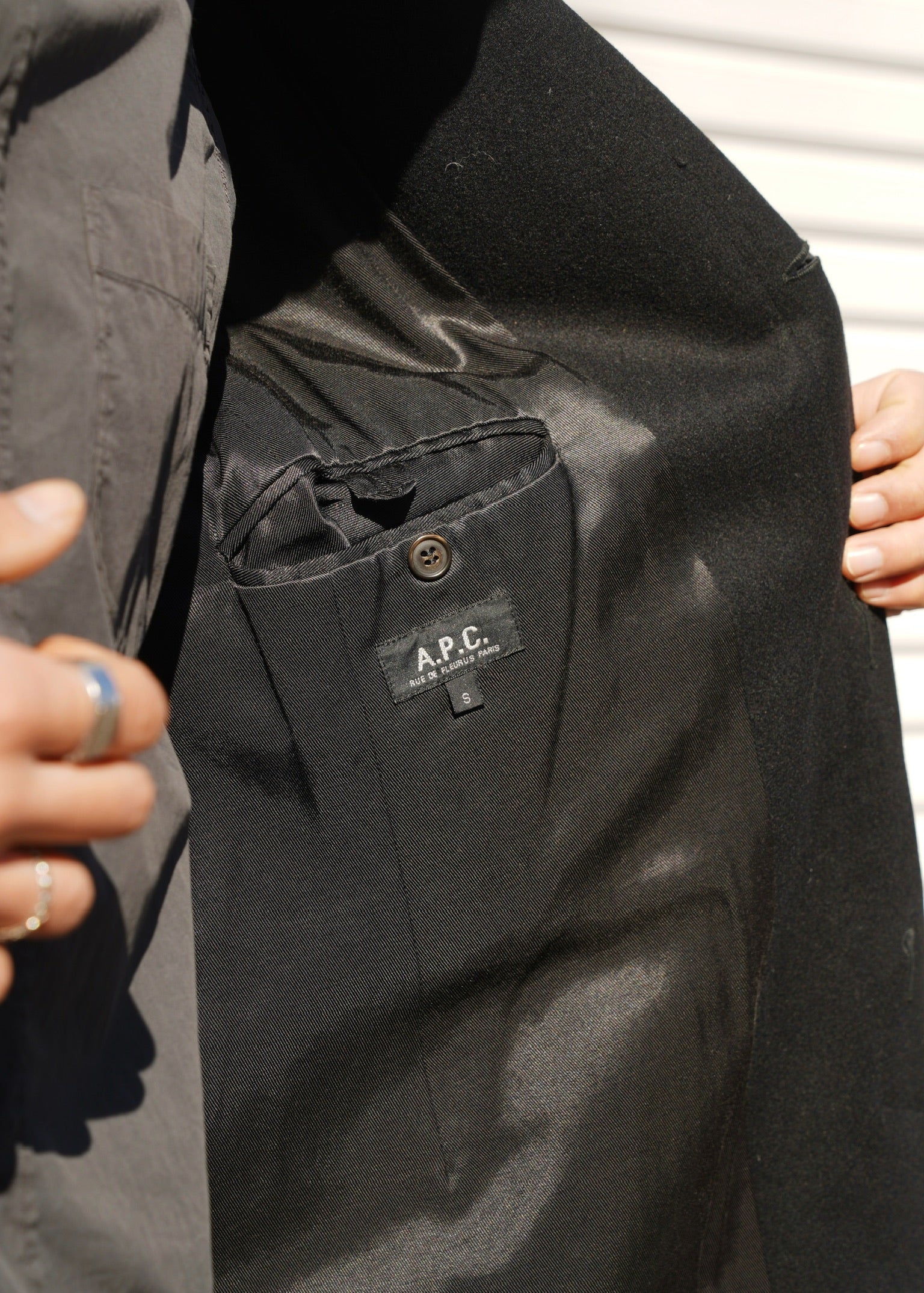 90's A.P.C. fly front chester coat