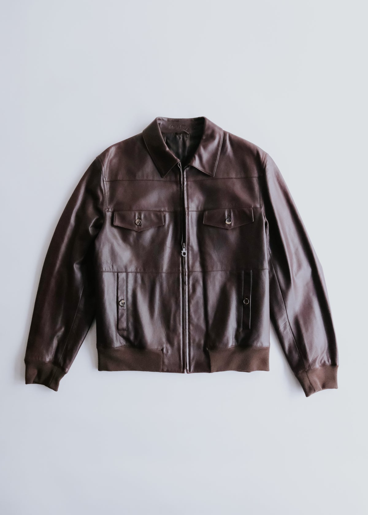 90-00's Salvatore Ferragamo 4 pockets zip up leather blouson