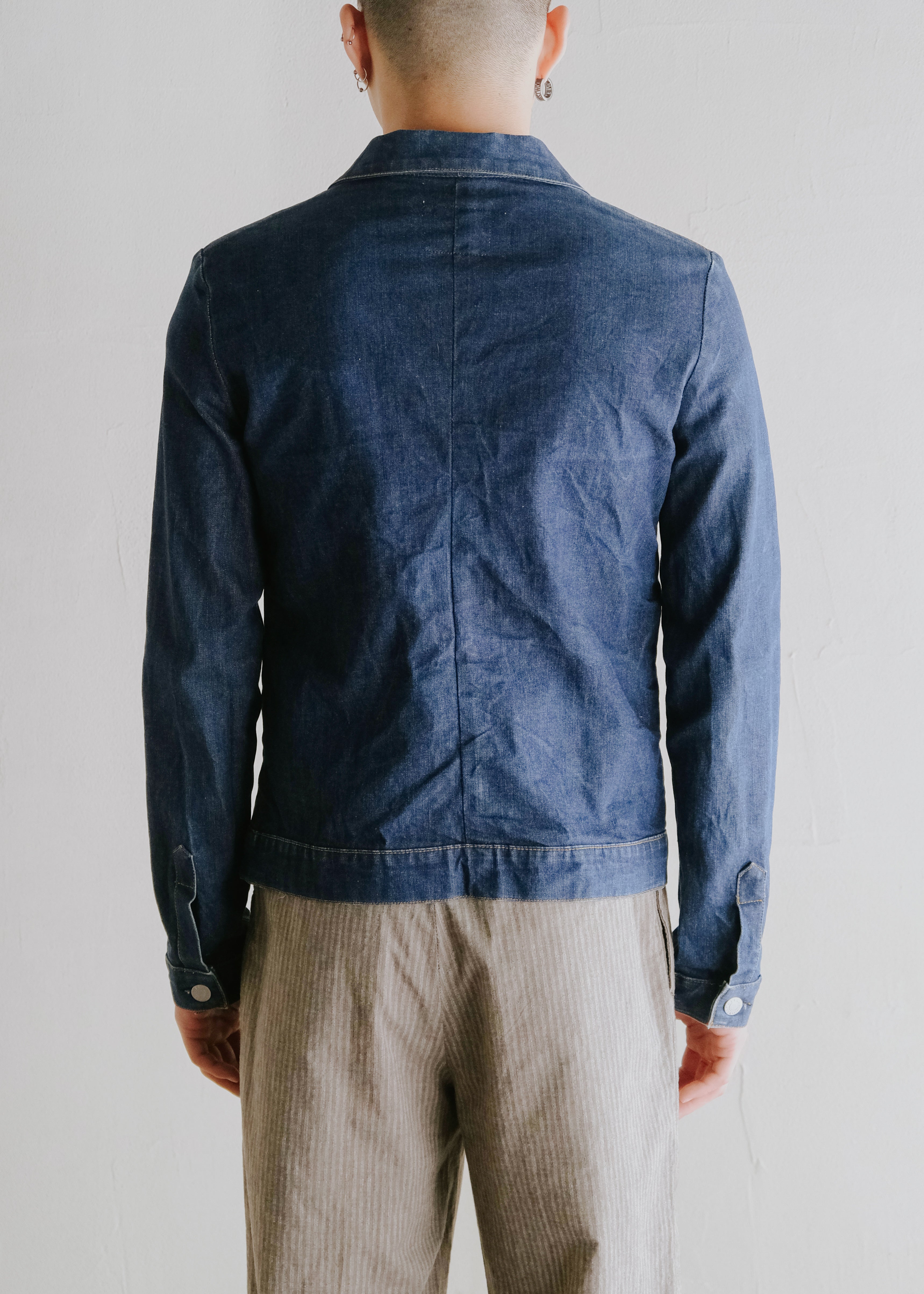 HELMUT LANG 1997 fly front open collar denim jacket