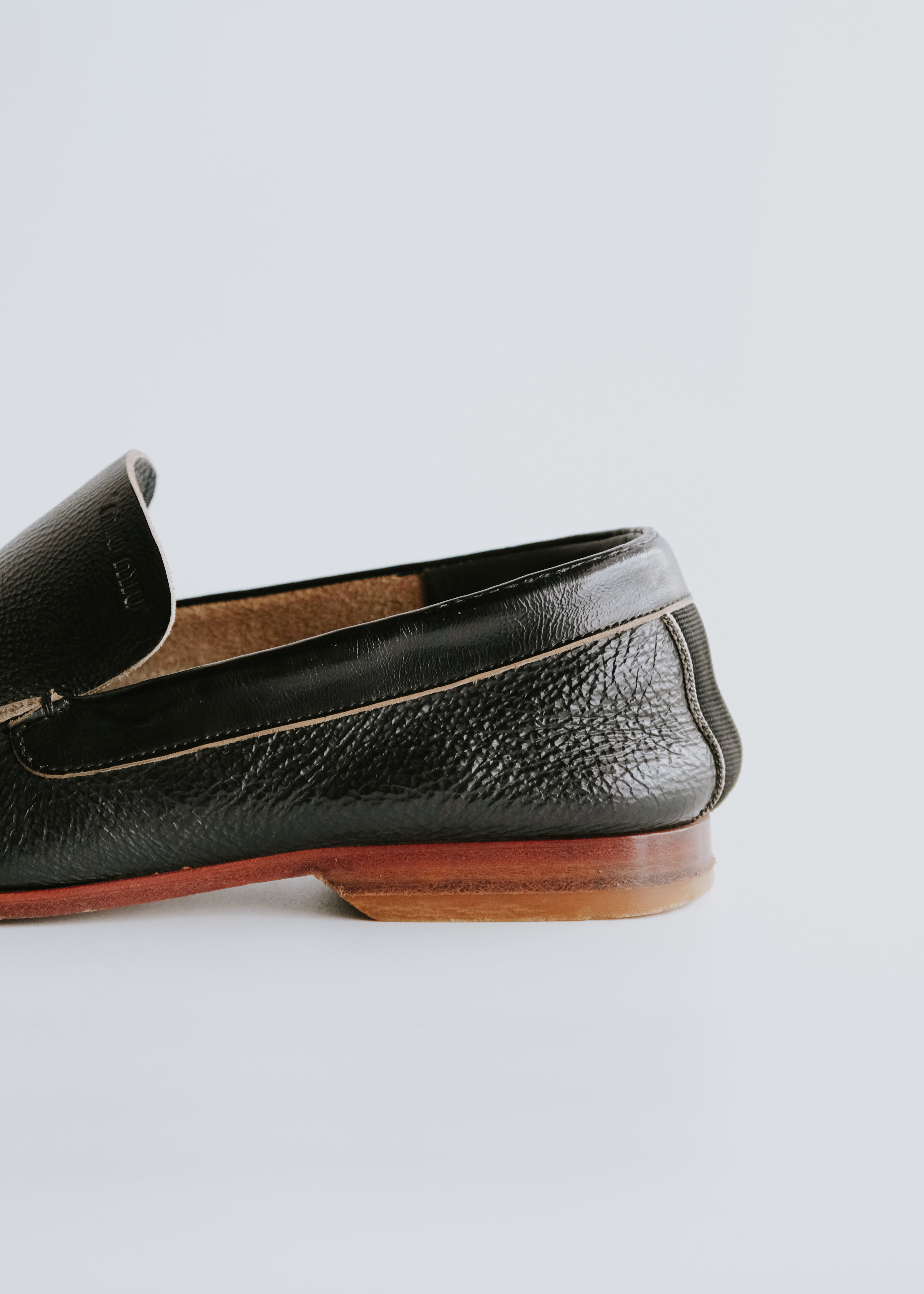 90’s MIU MIU square toe slip-on leather shoes
