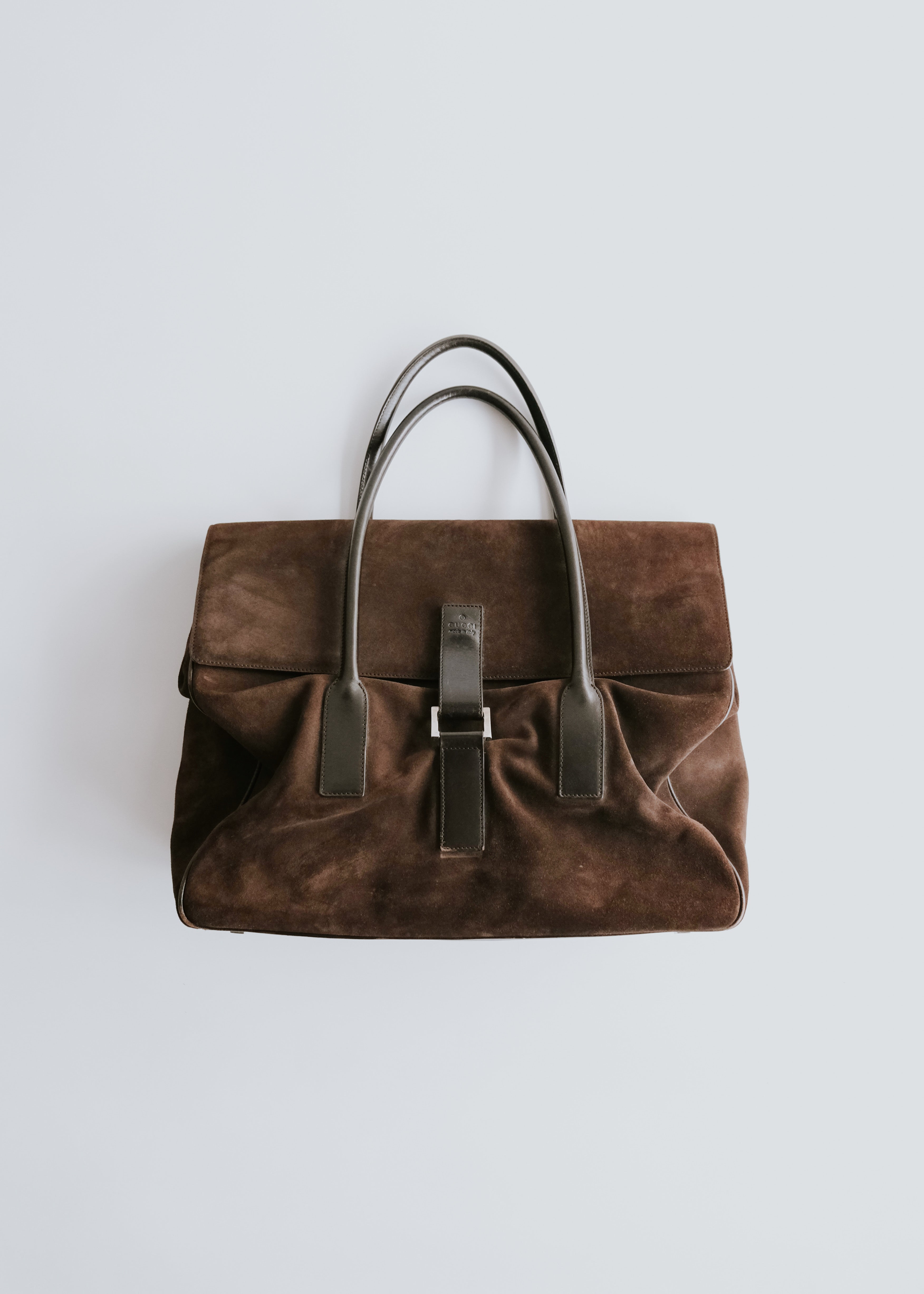 90-00's GUCCI suede leather boston bag