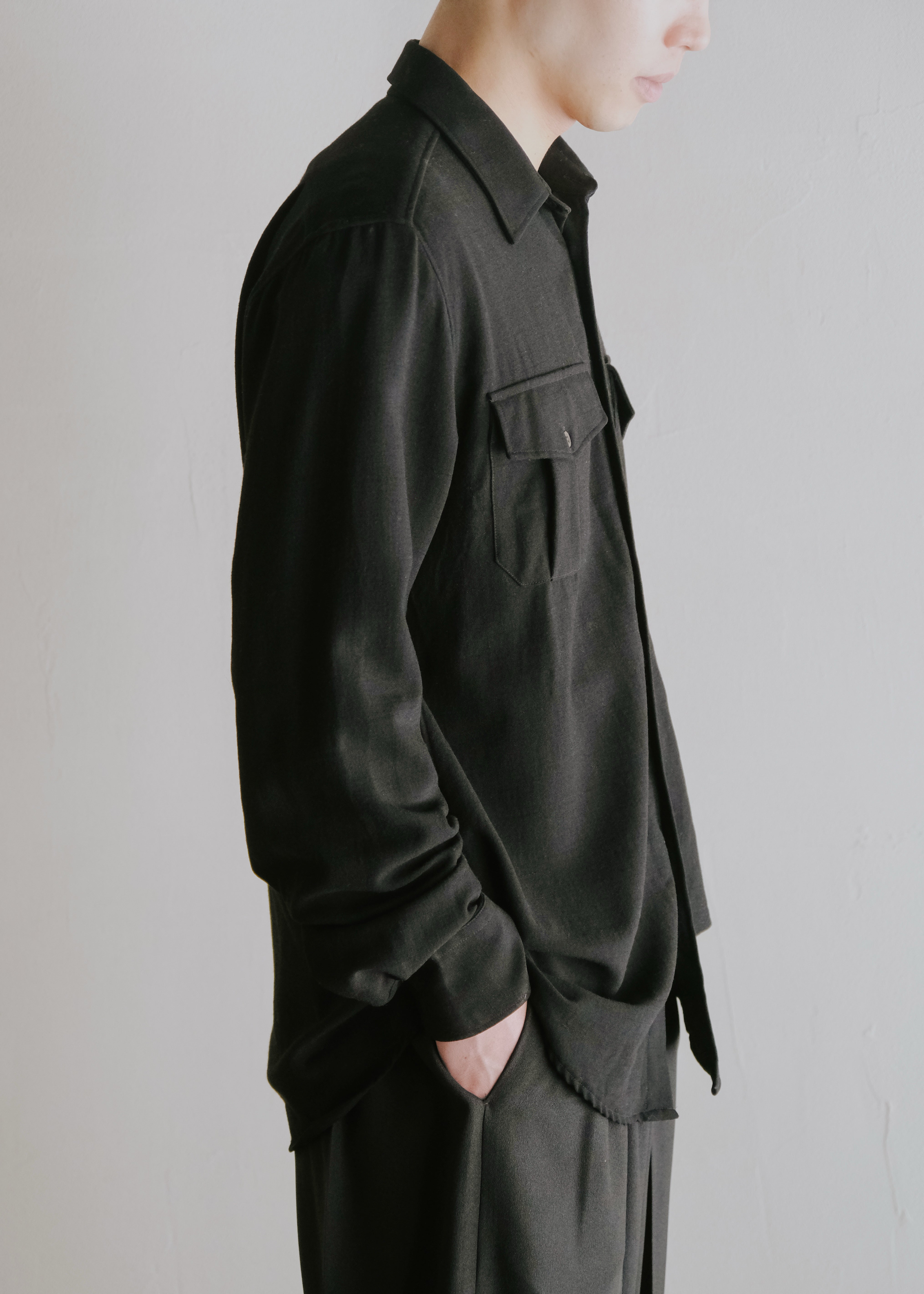 DRIES VAN NOTEN ドリスヴァンノッテン 00年代 ウール レギュラーカラーシャツ 長袖 アーカイブ ヴィンテージ メンズ