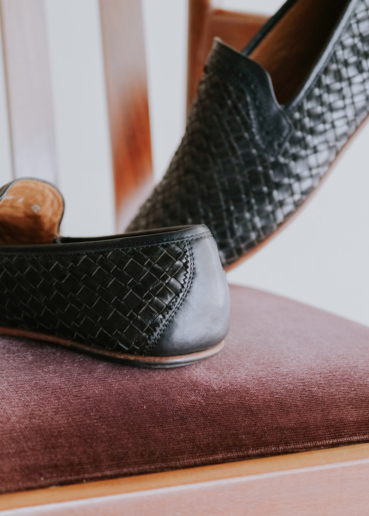 00's- Salvatore Ferragamo woven leather flat loafer