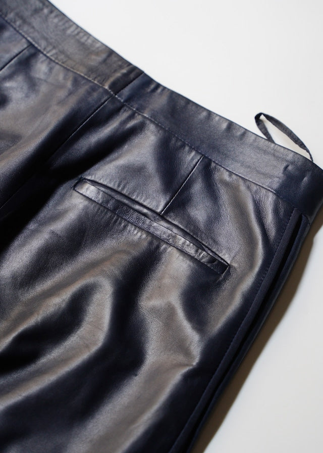 RUFFO RESEARCH 01SS piping straight leather trousers by Sophia Kokosalaki