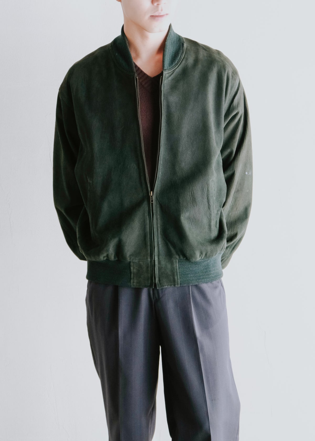 80-90's COACH suede leather bomber jacket