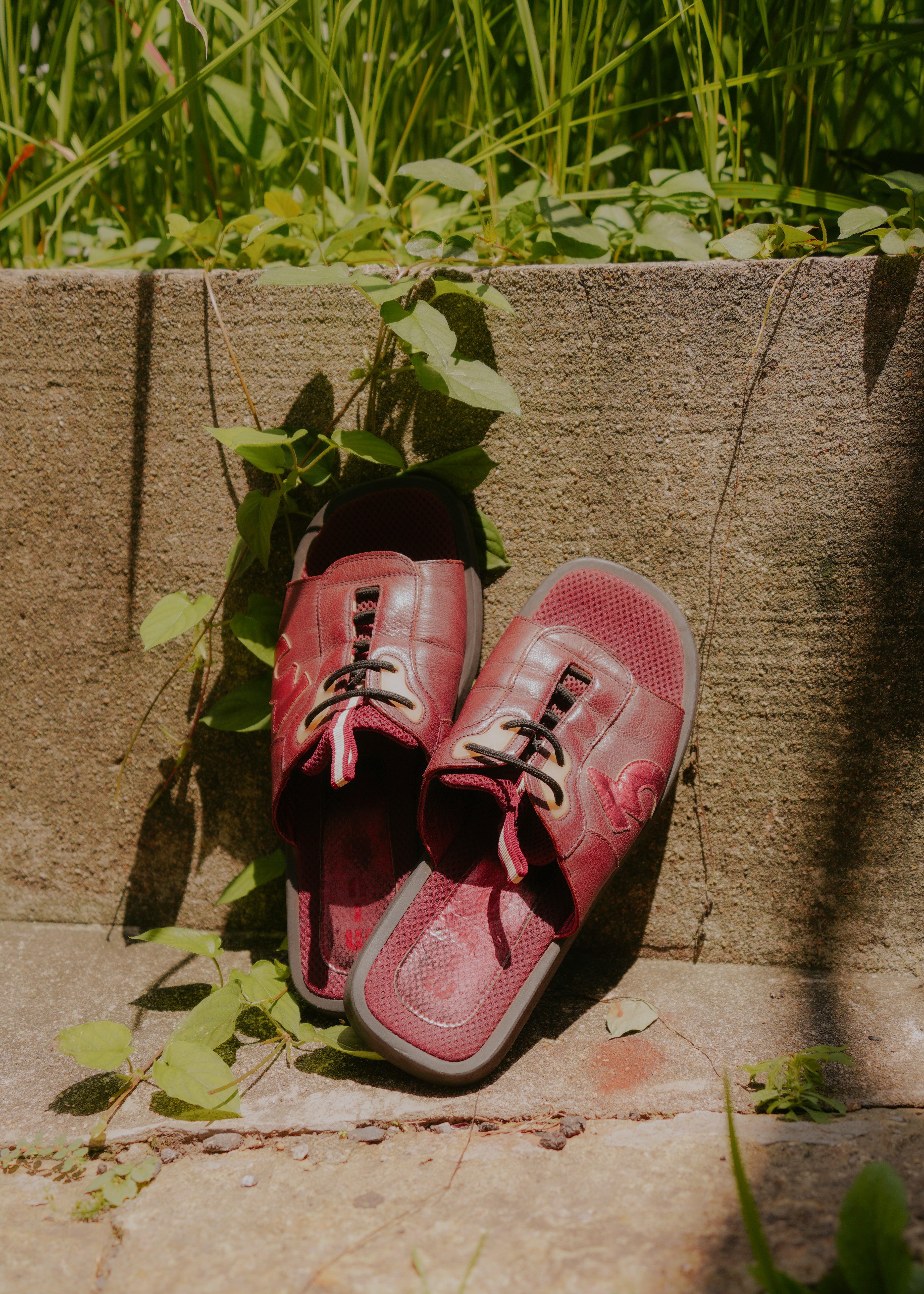 90's MIU MIU leather & mesh combination sandals
