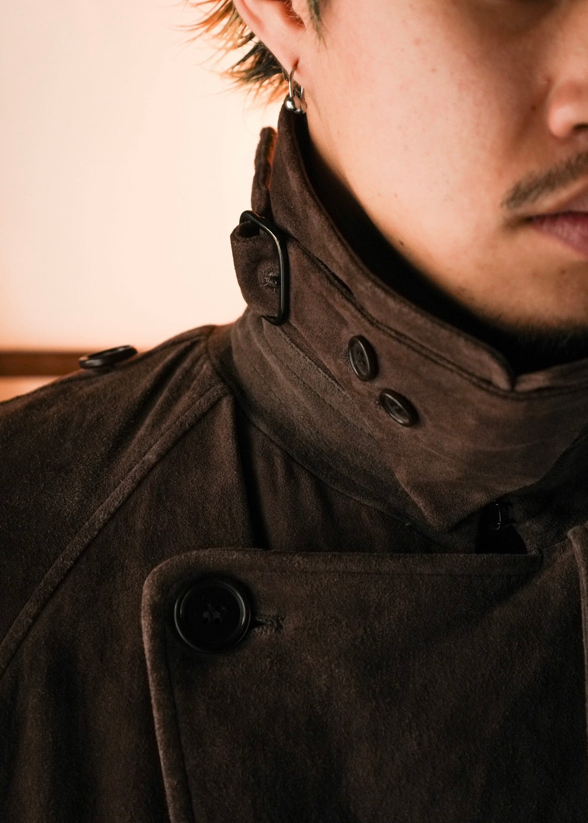HELMUT LANG 05AW suede double breasted belted coat