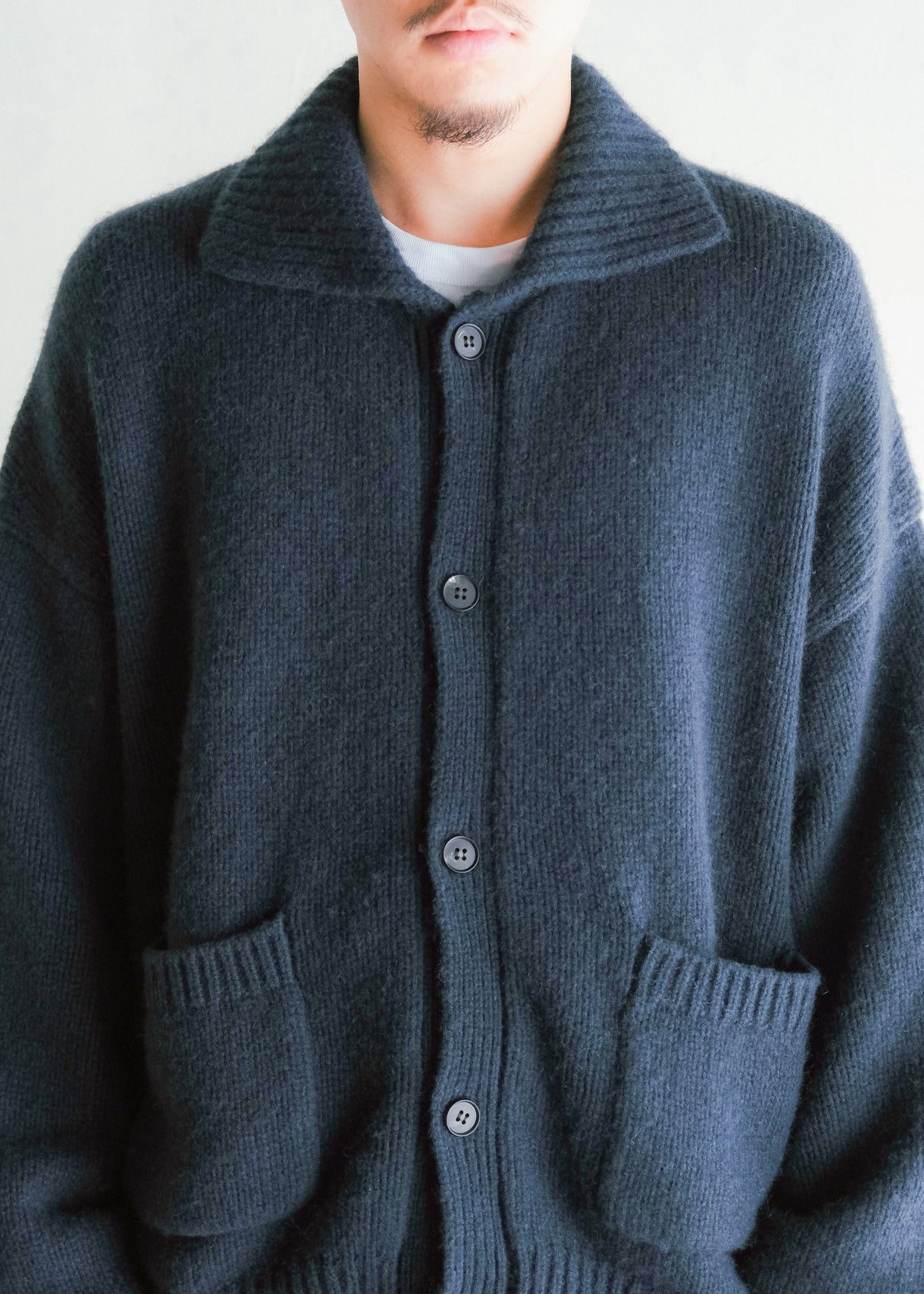 nonnotte 26AW Draping Knit Cardigan Jacket Low Count Wool Knit