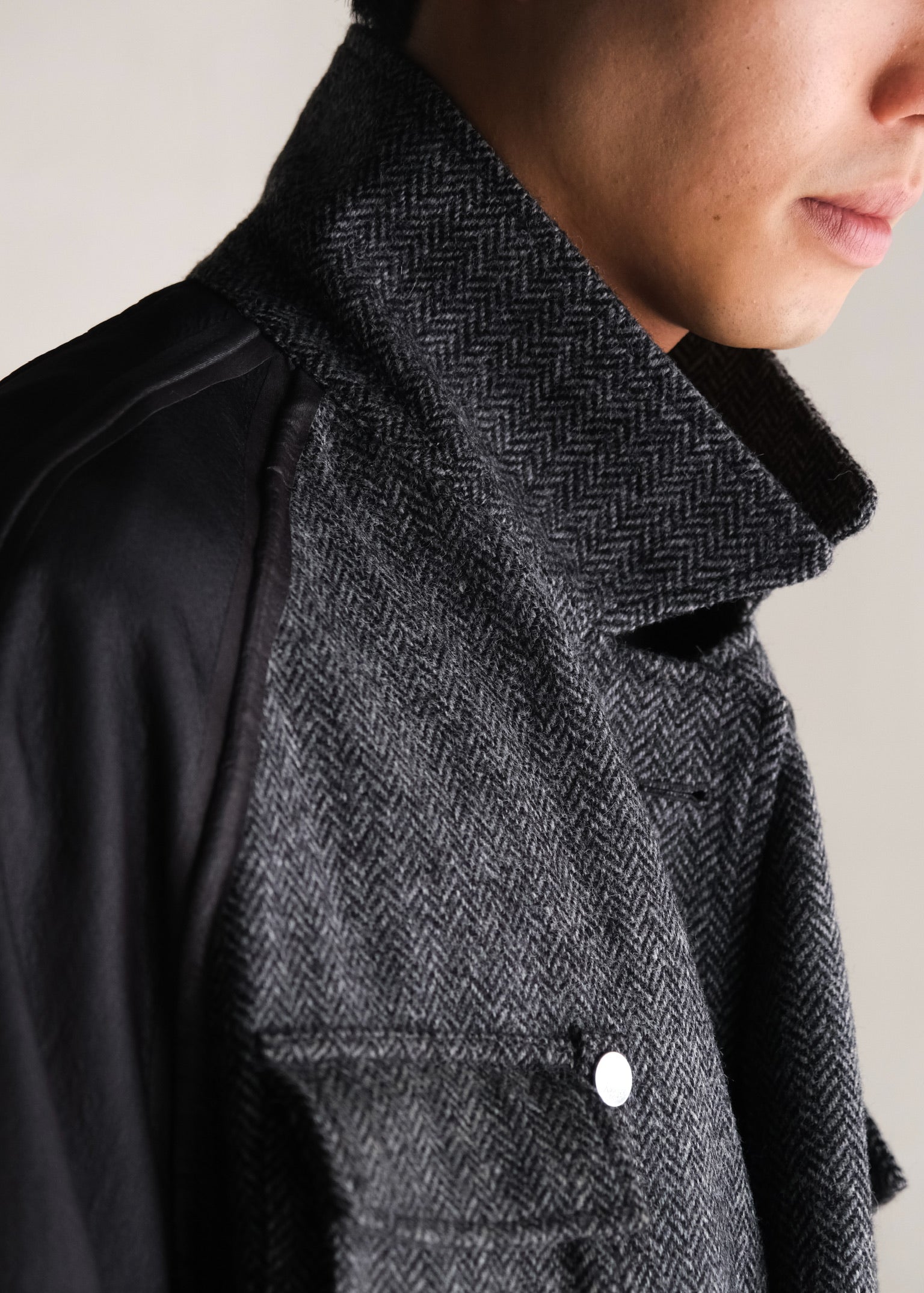 PHENIX by TKMT TYPE P-002A wool tweed balmacaan coat / Gray