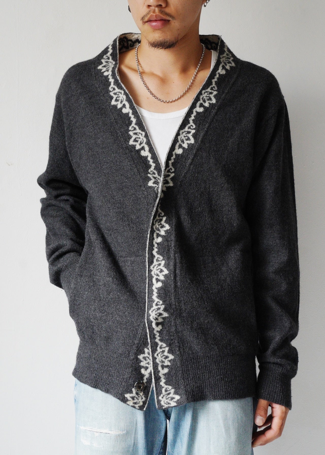 Y's for men 04AW pattern collar wool cardigan