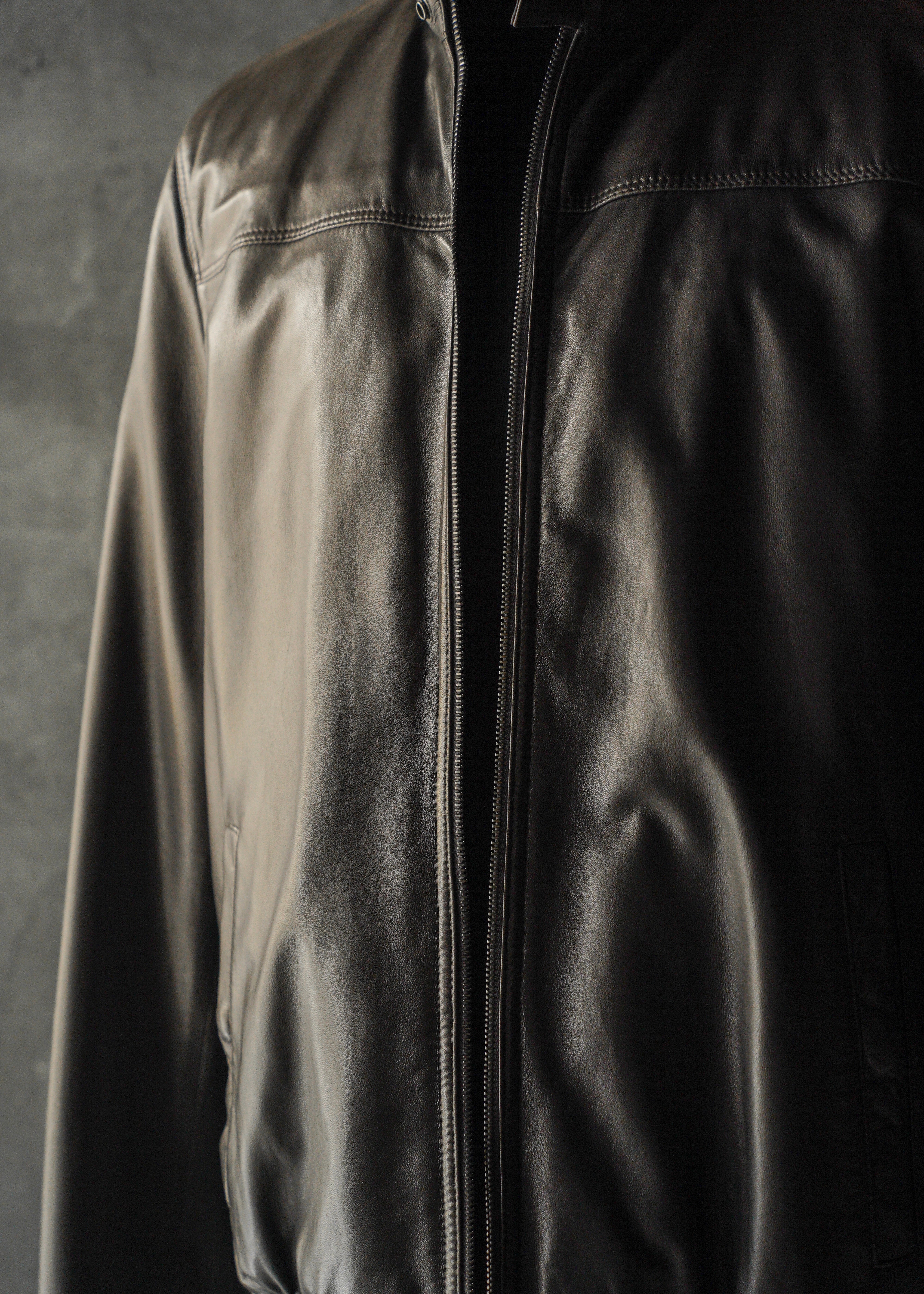 90’s Salvatore Ferragamo reversible single zip up leather jacket