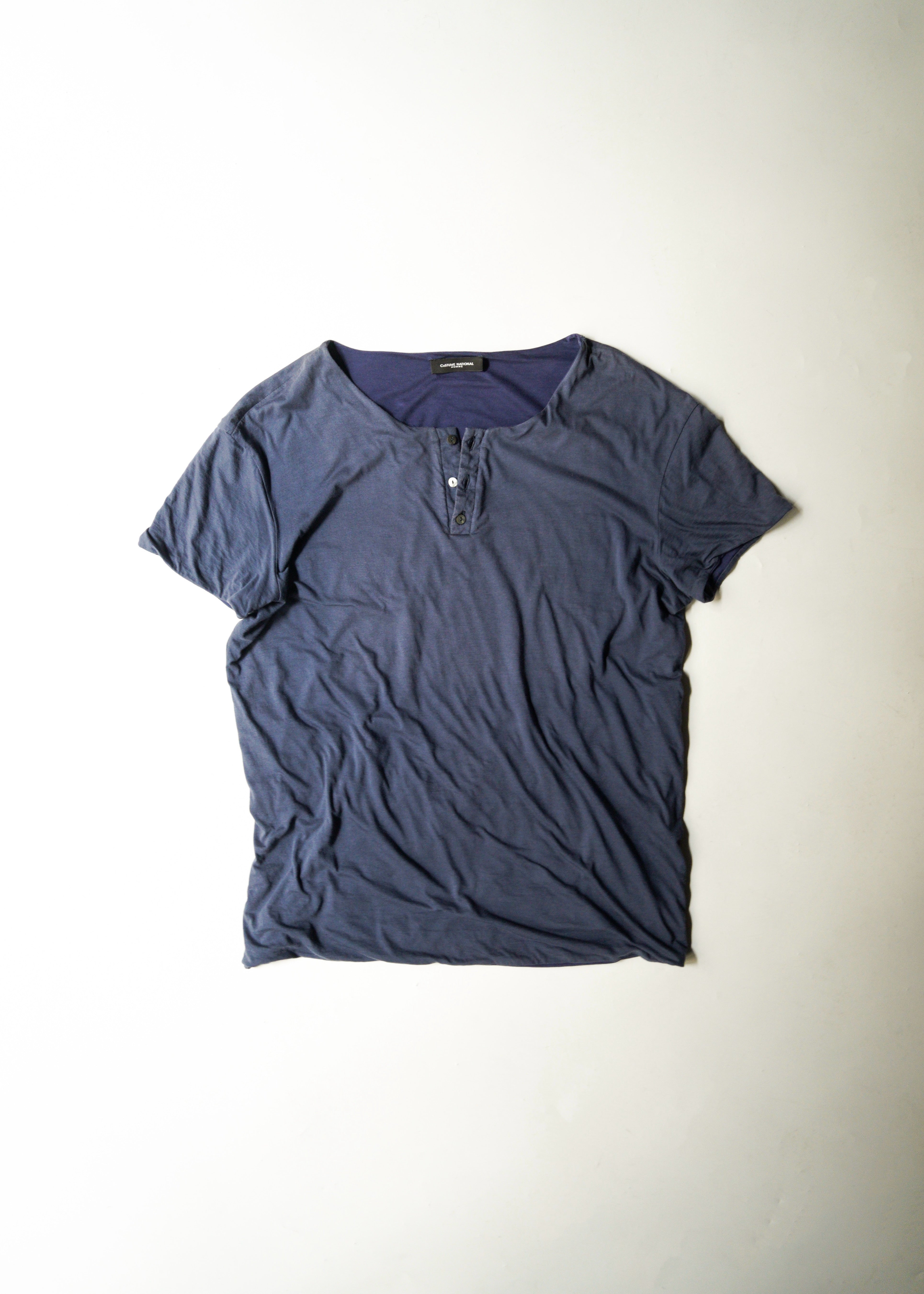 CoSTUME NATIONAL HOMME 2012SS henley neck gathered short sleeve T-Shirt
