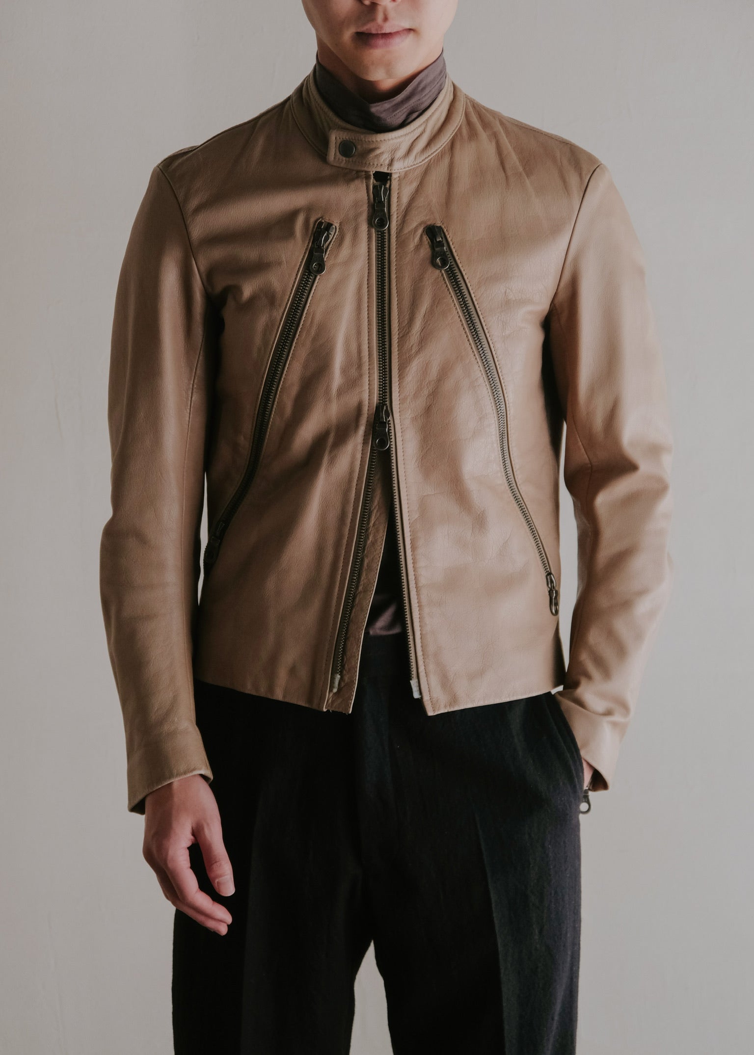 Martin Margiela 08SS 5 zip leather riders jacket