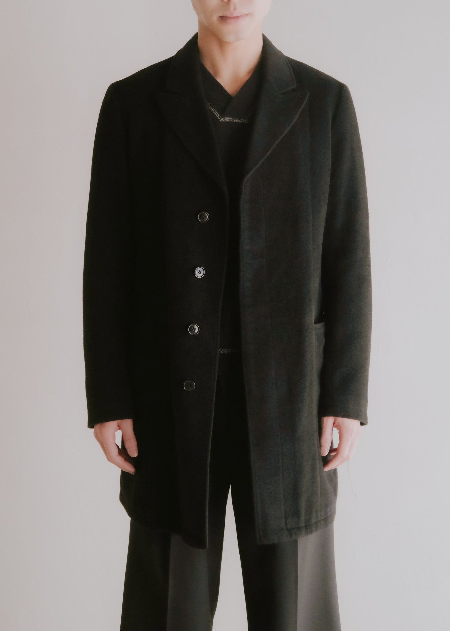 EMPORIO ARMANI 05AW fly front angora wool chesterfield coat