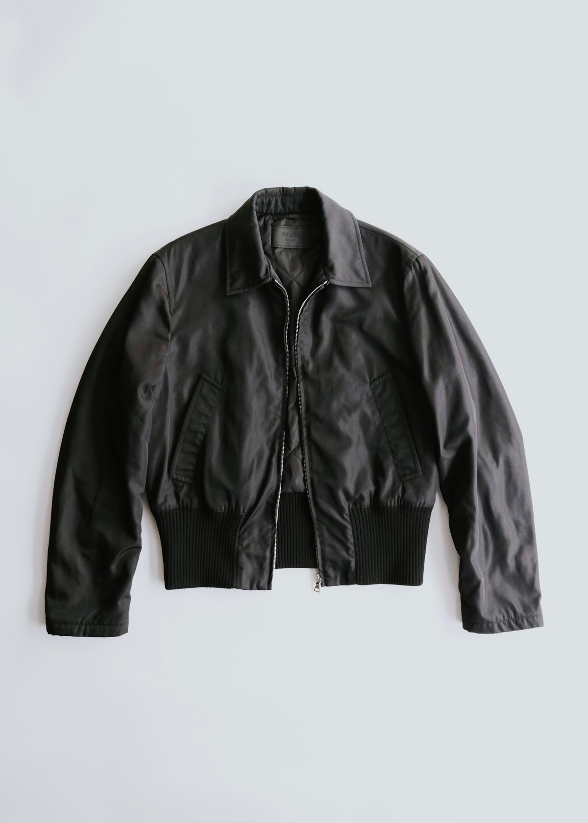 PRADA 13AW wide ribb nylon bomber jacket